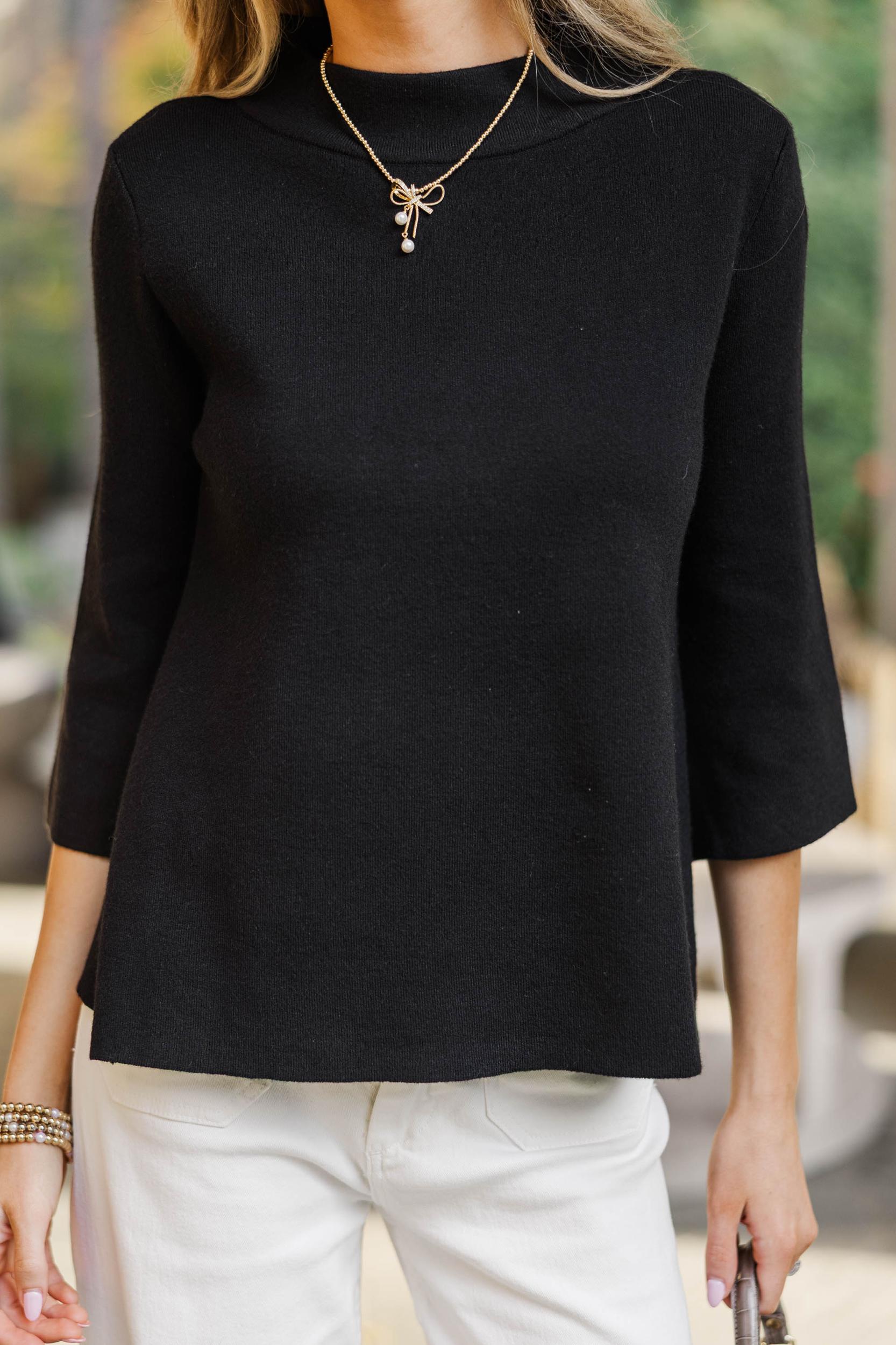 Just A Feeling Black Mock Neck Sweater Female Product Image