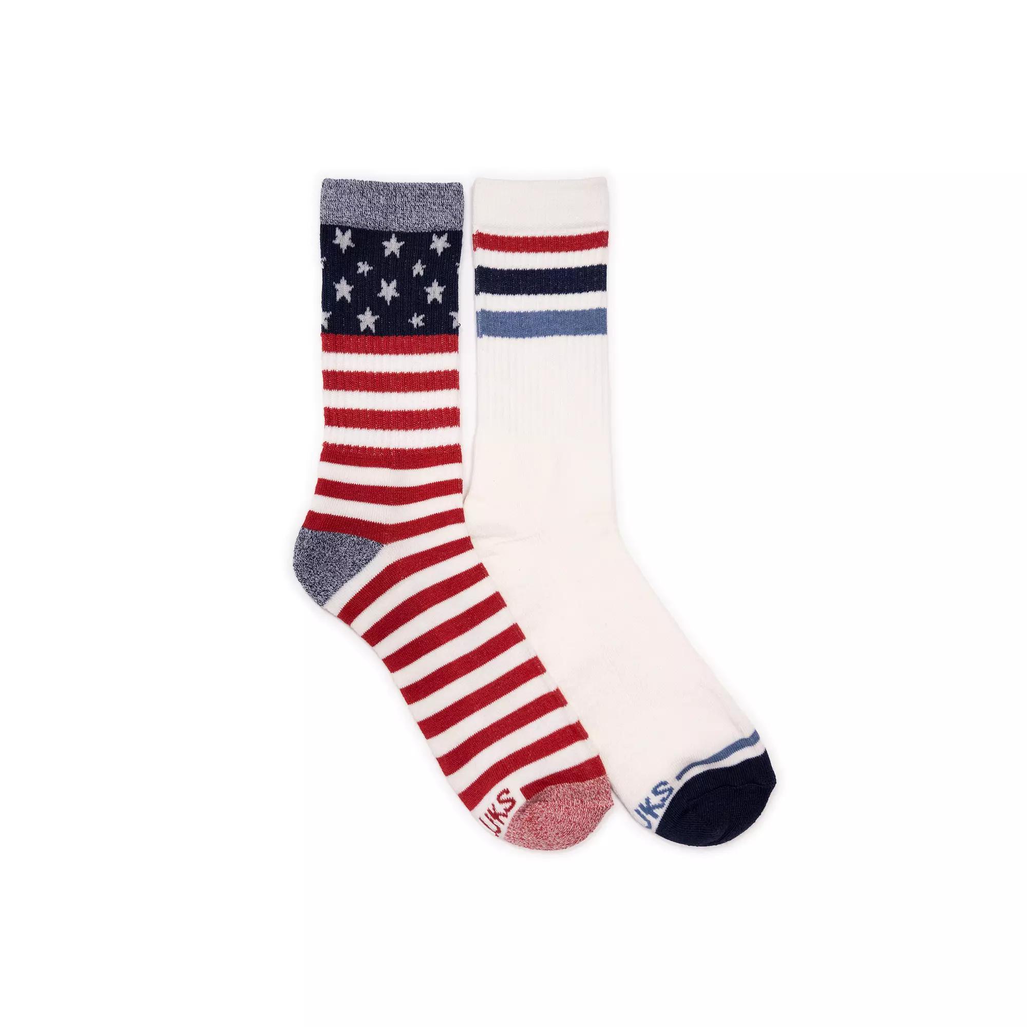 MUK LUKS Patriotic Crew Socks 2-Pack, Women's, Retro Americana Product Image