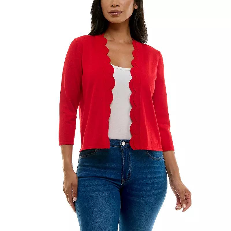 Women's Nina Leonard Scallop Hem Bolero Cardigan,  Product Image