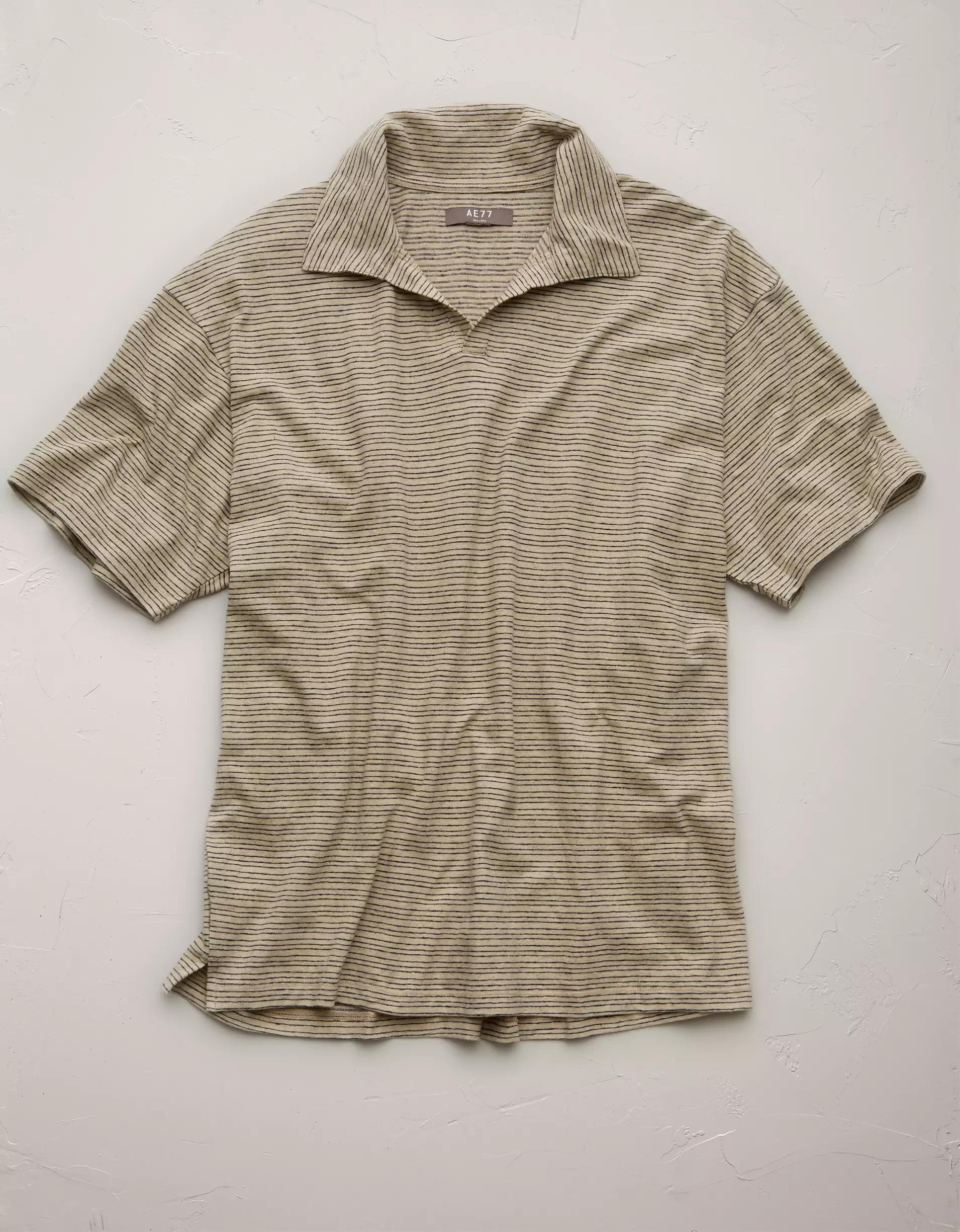 AE77 Premium Linen-Blend Polo Shirt Product Image