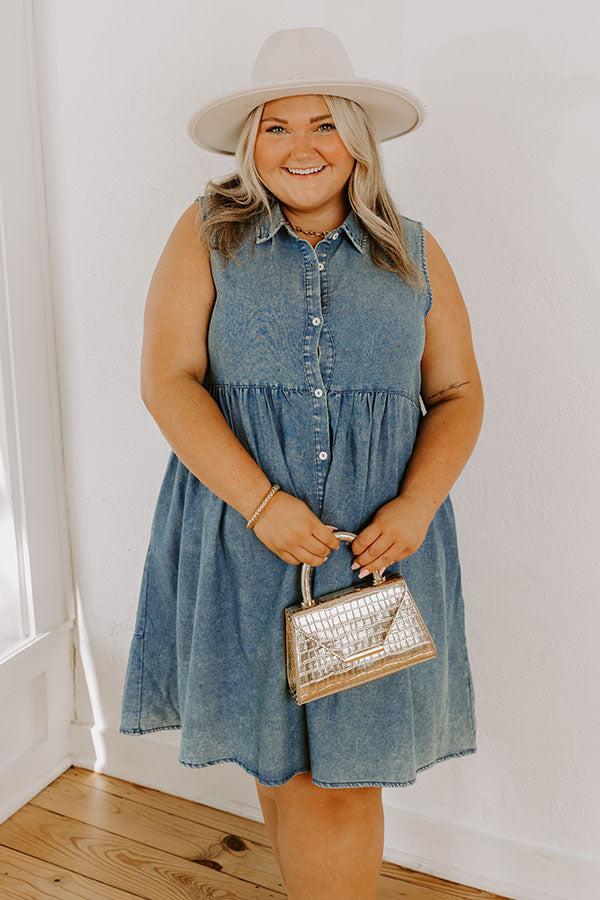 Ocean Retreat Chambray Mini Dress Curves Product Image