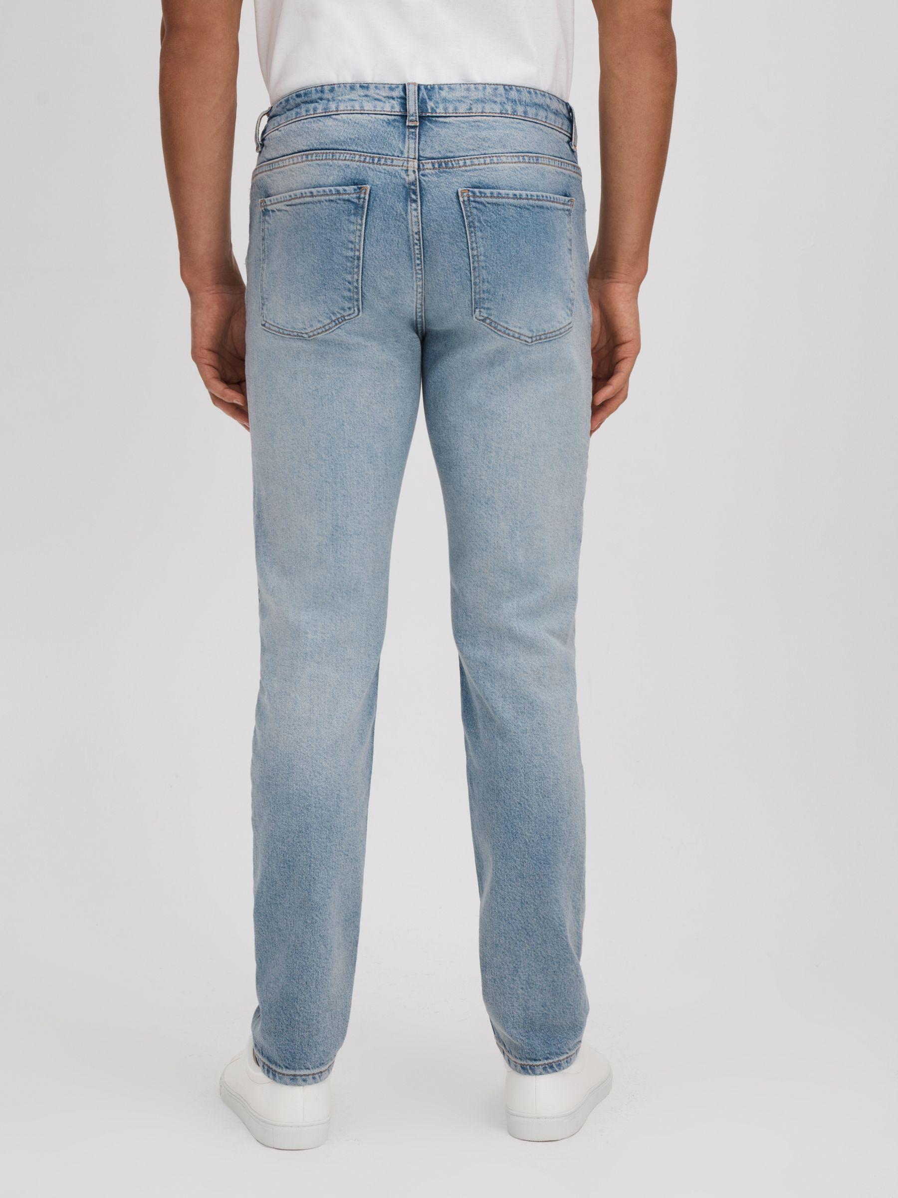 Slim Fit Washed Jeans in Light Blue Product Image