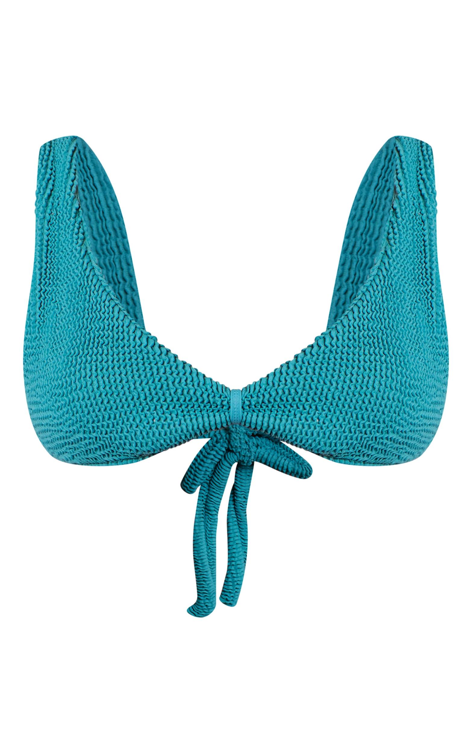 Teal Twist Front Crinkle Bikini Top Product Image