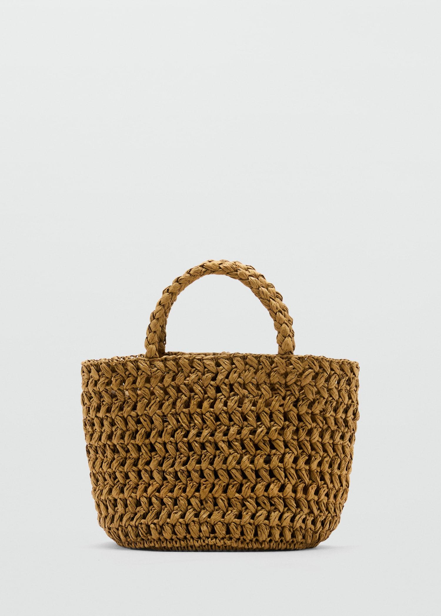Natural-fiber double-handle bucket bag - Women | MANGO USA Product Image