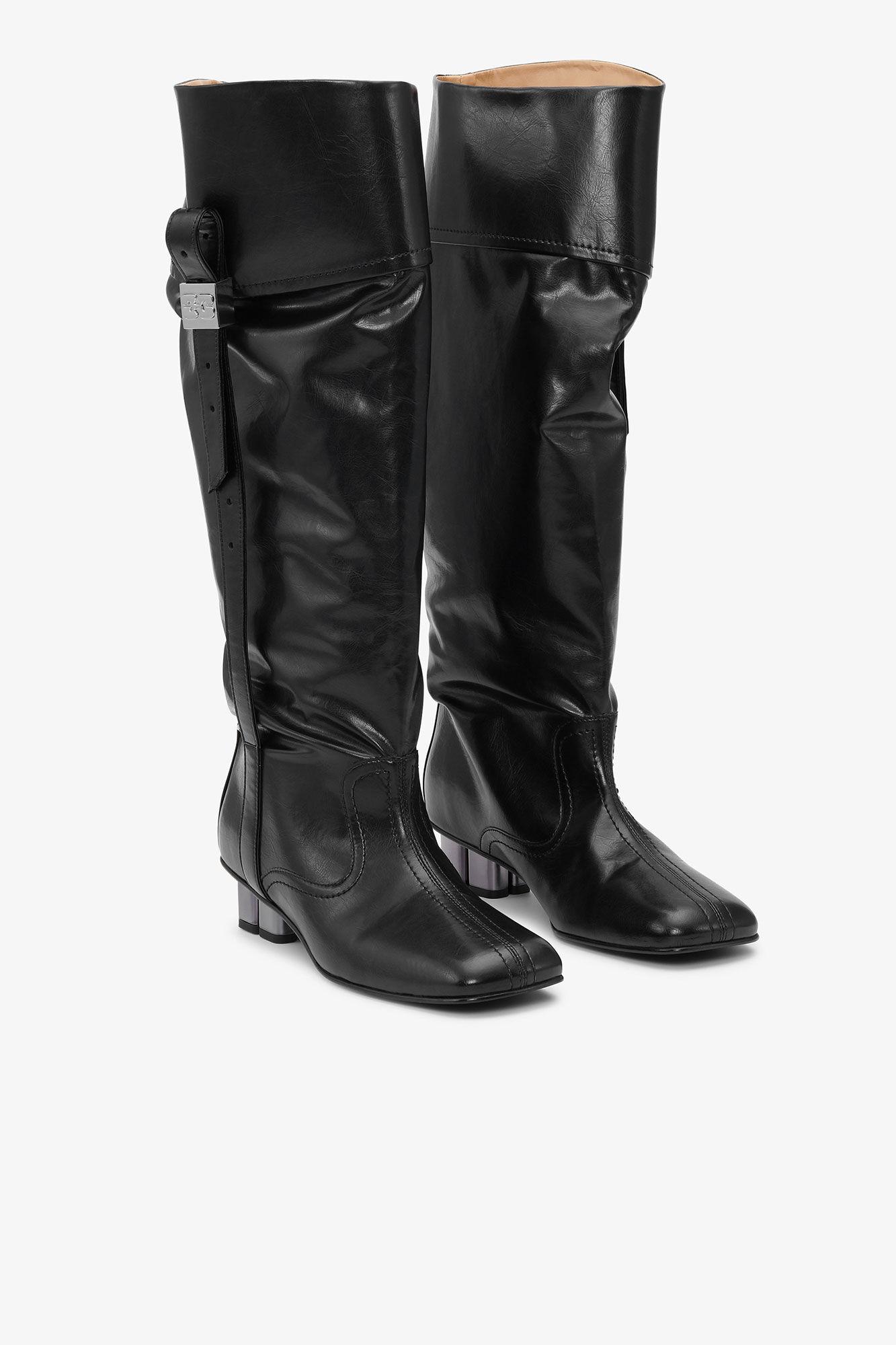 Black Slouchy Knee Boots Product Image