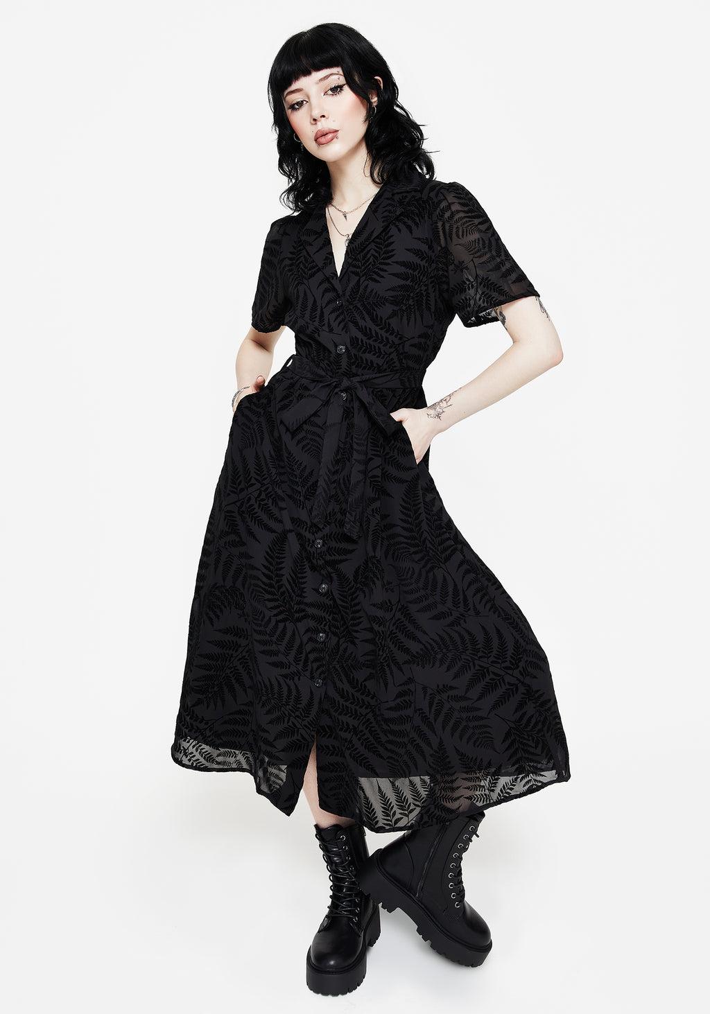 Lunafern Fern Printed Belted Midi Shirt Dress Product Image