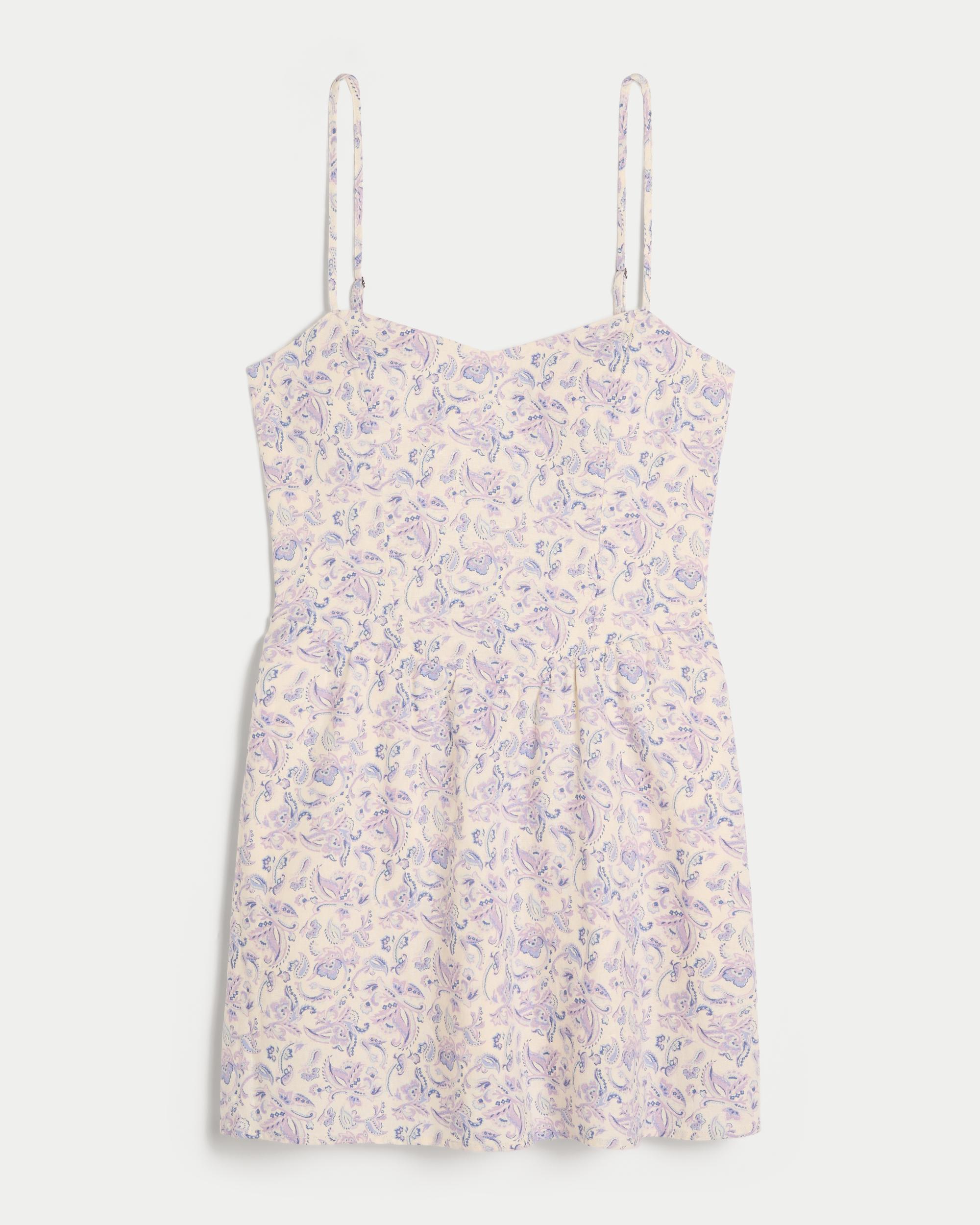 Open-Back Linen-Blend Mini Dress Product Image