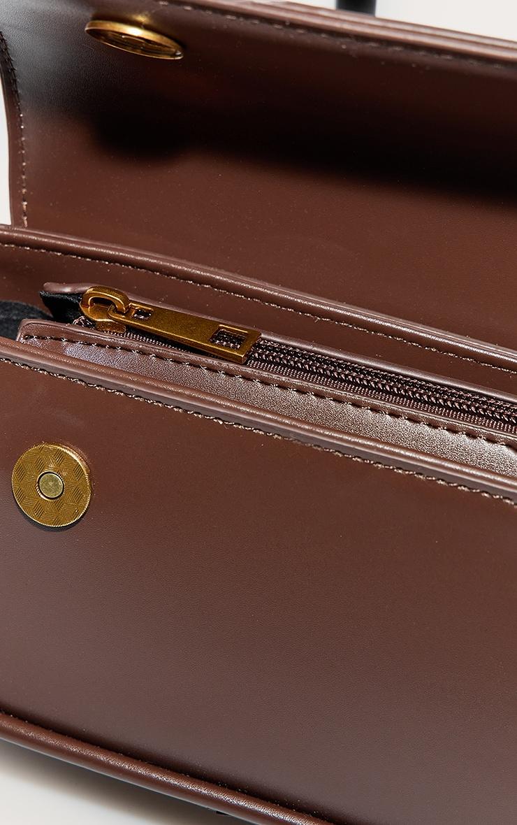 Chocolate PU Skinny Elongated Shoulder Bag Product Image