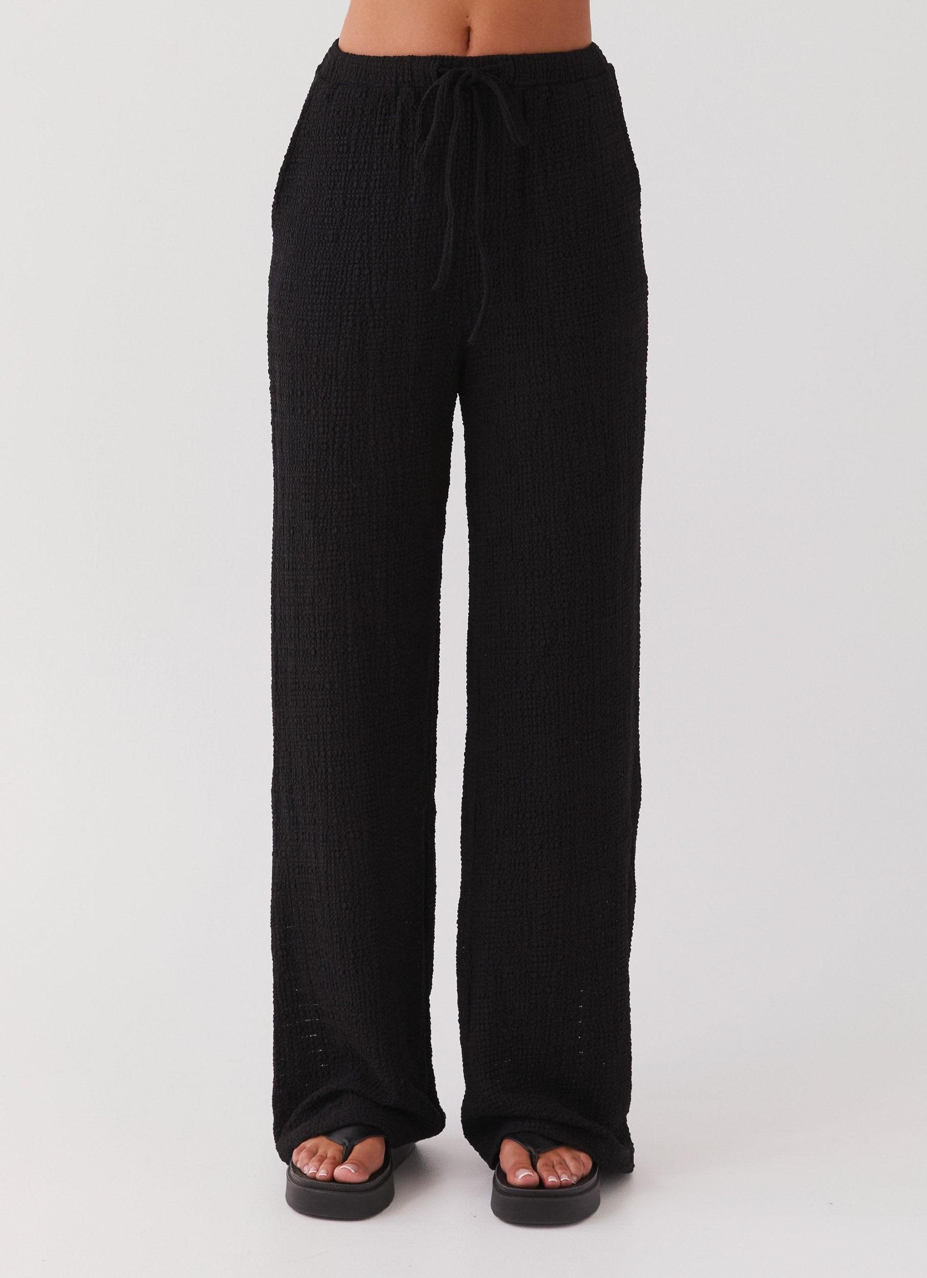 Jadey Waffle Pants - Black Product Image