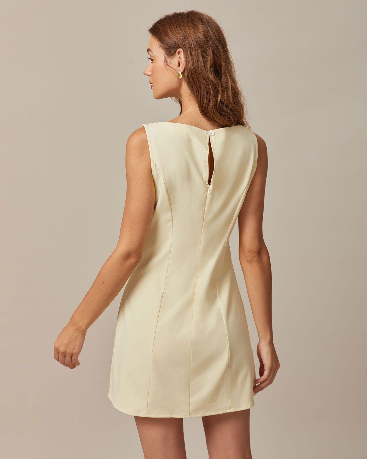 The Yellow Boat Neck Cutout Mini Dress Product Image