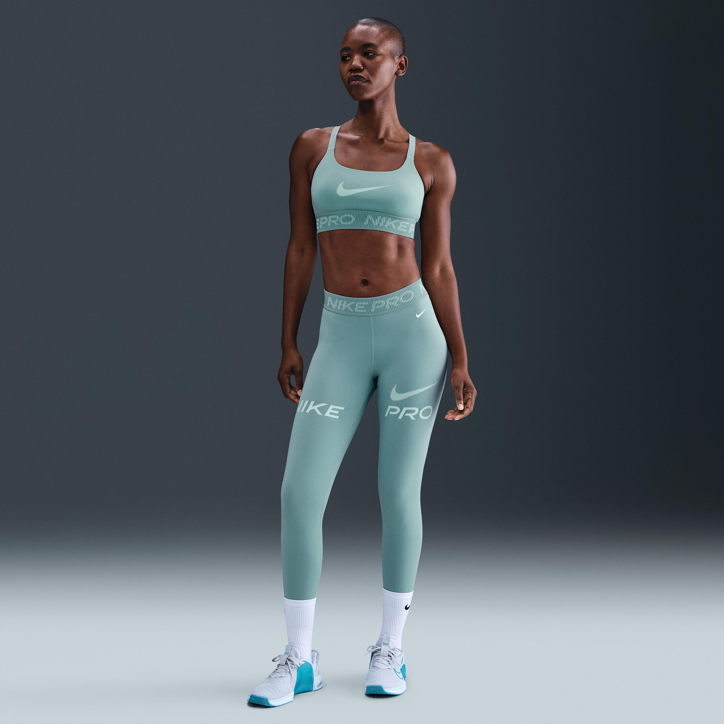 Womens Nike Pro Mid-Rise 7/8 Mesh-Panel Graphic Leggings | HV2306-010 Product Image