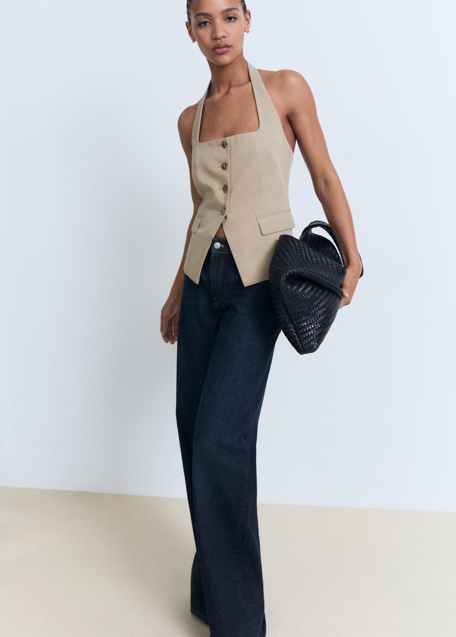 Linen-blend suit vest - Women | MANGO USA Product Image