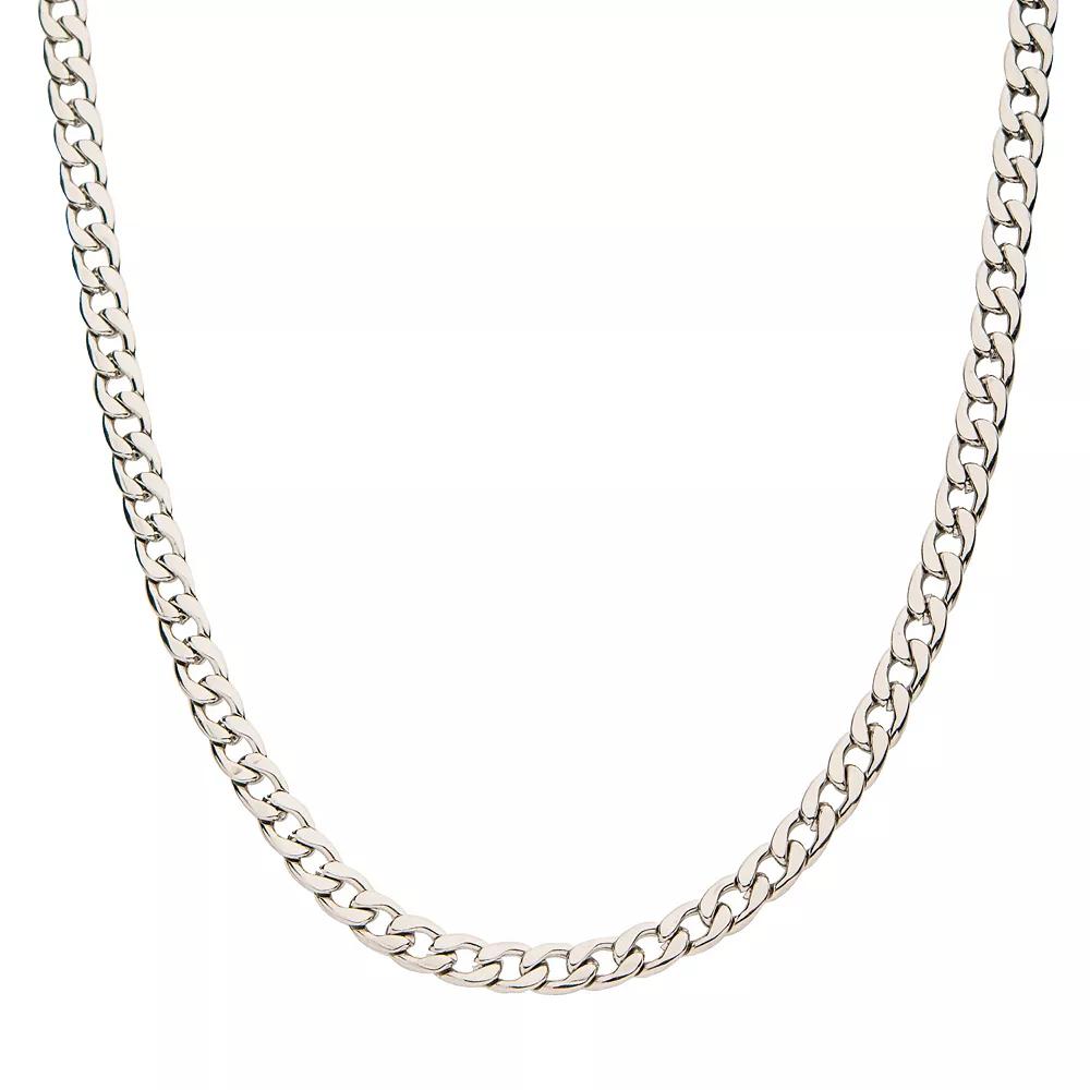 Men's 3.5 mm Stainless Steel Flat Curb Chain Necklace, Size: 22", Silver Tone Product Image