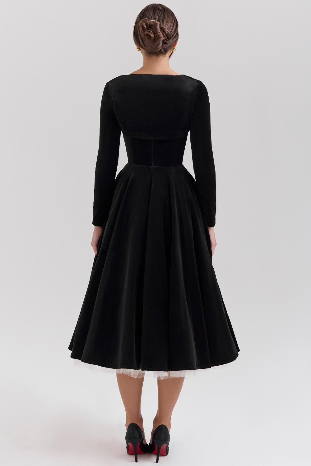 Mademoiselle  black velvet tulle midi dress + bolero Product Image