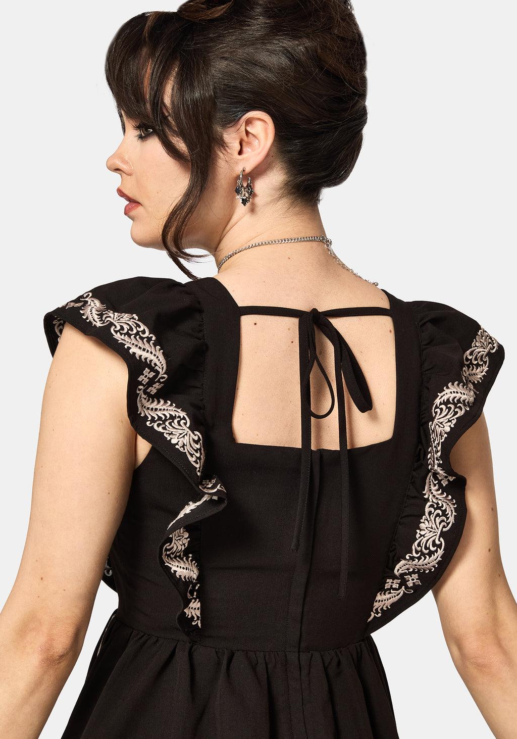 Bladeborn Embroidered Ruffle Front Mini Dress Product Image