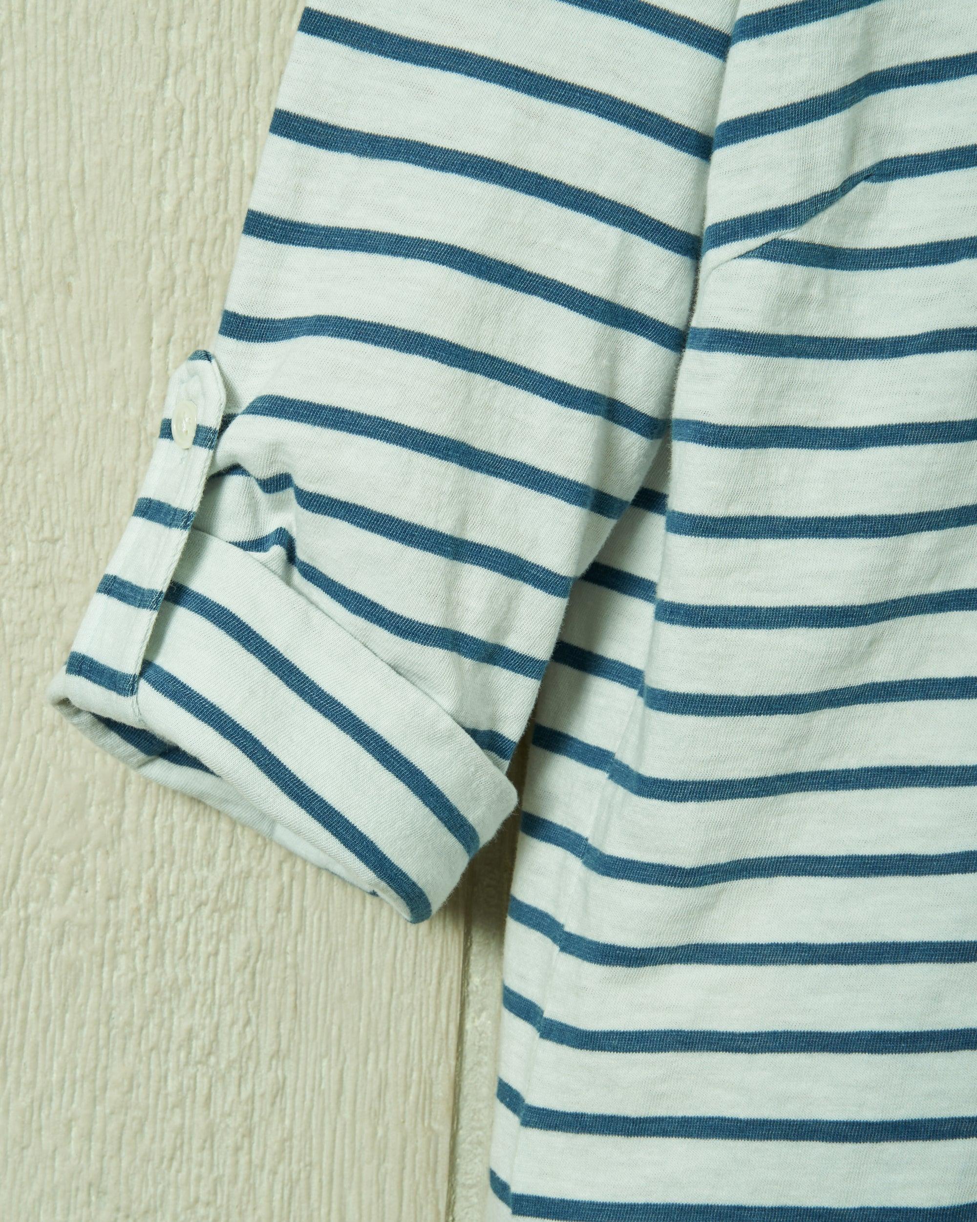 Avalon Indigo Knit Top in White/Navy Stripe Product Image
