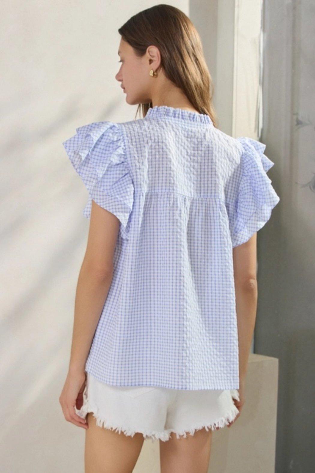 Seersucker Checkered Top Product Image
