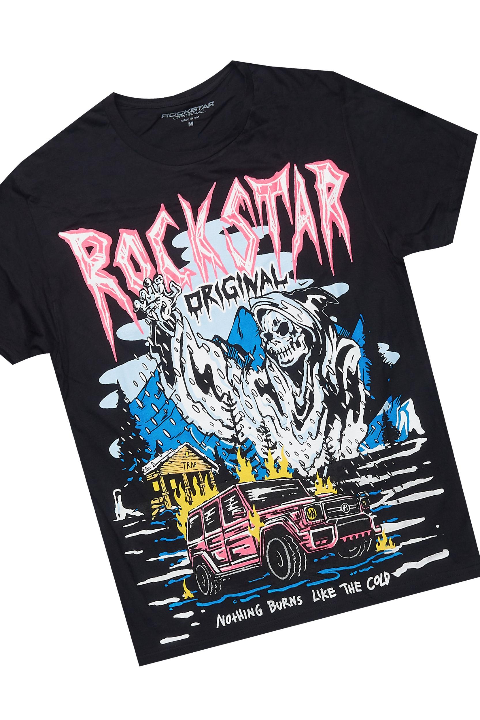 Kip Black T-Shirt/Denim Short Set Male Product Image