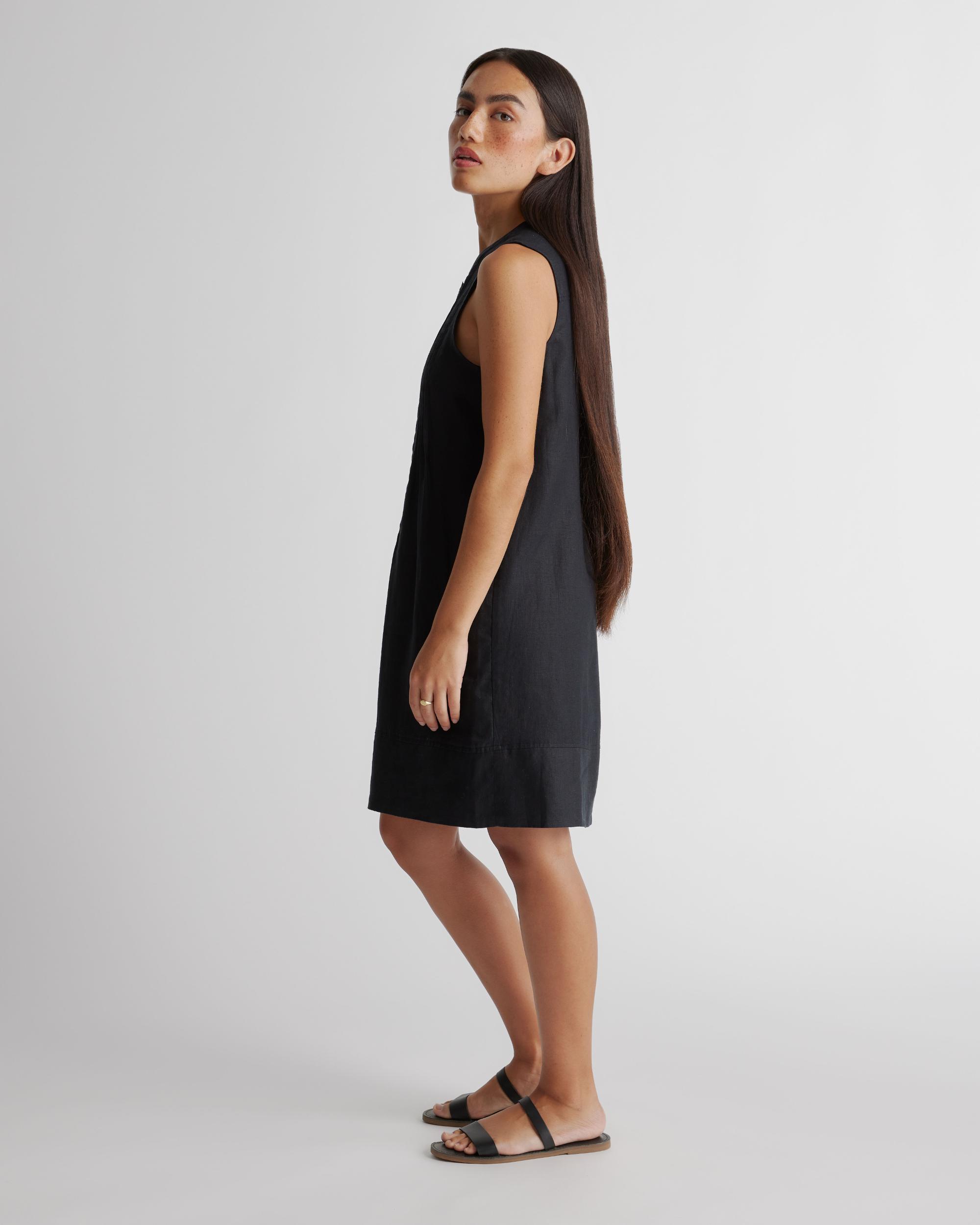 Quince | Women's 100% European Linen Sleeveless Swing Dress Product Image