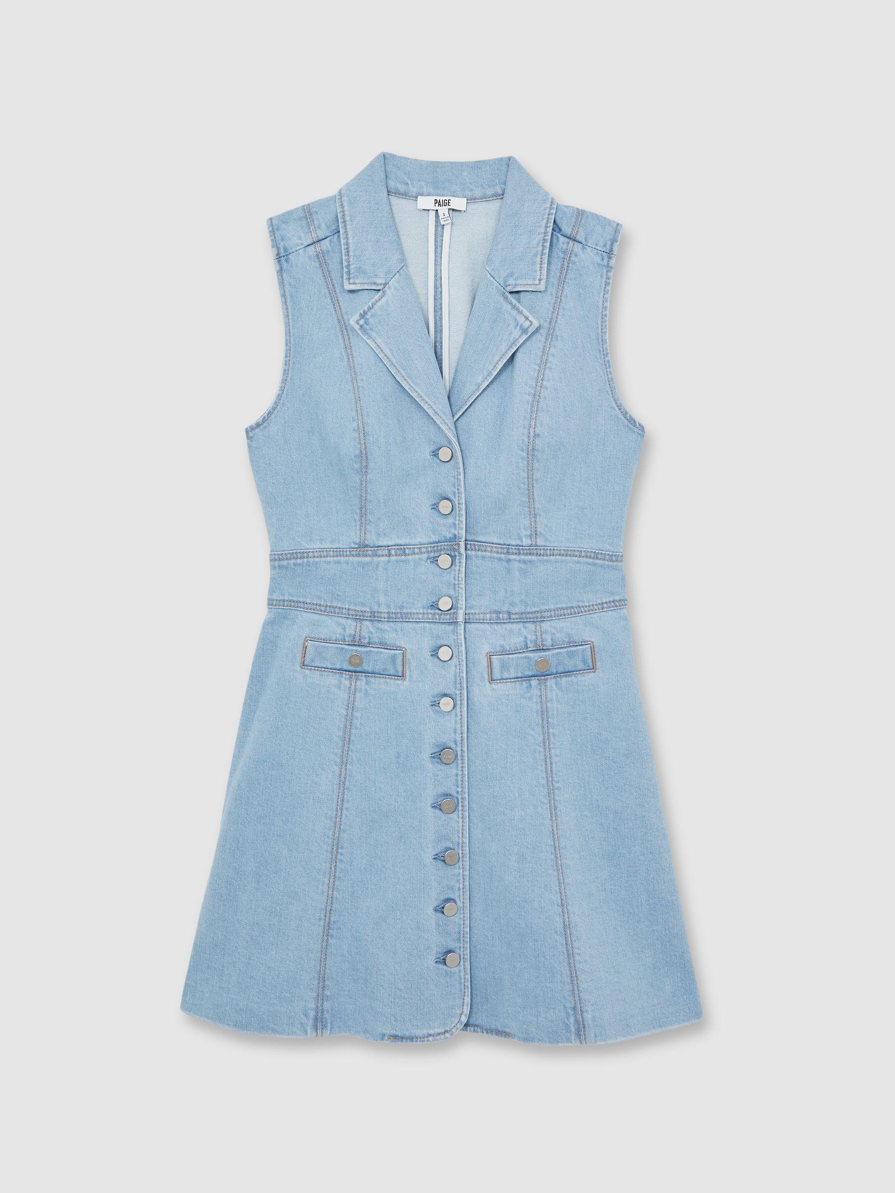 Paige Denim Button-Through Mini Dress in Jocelyn Blue Product Image