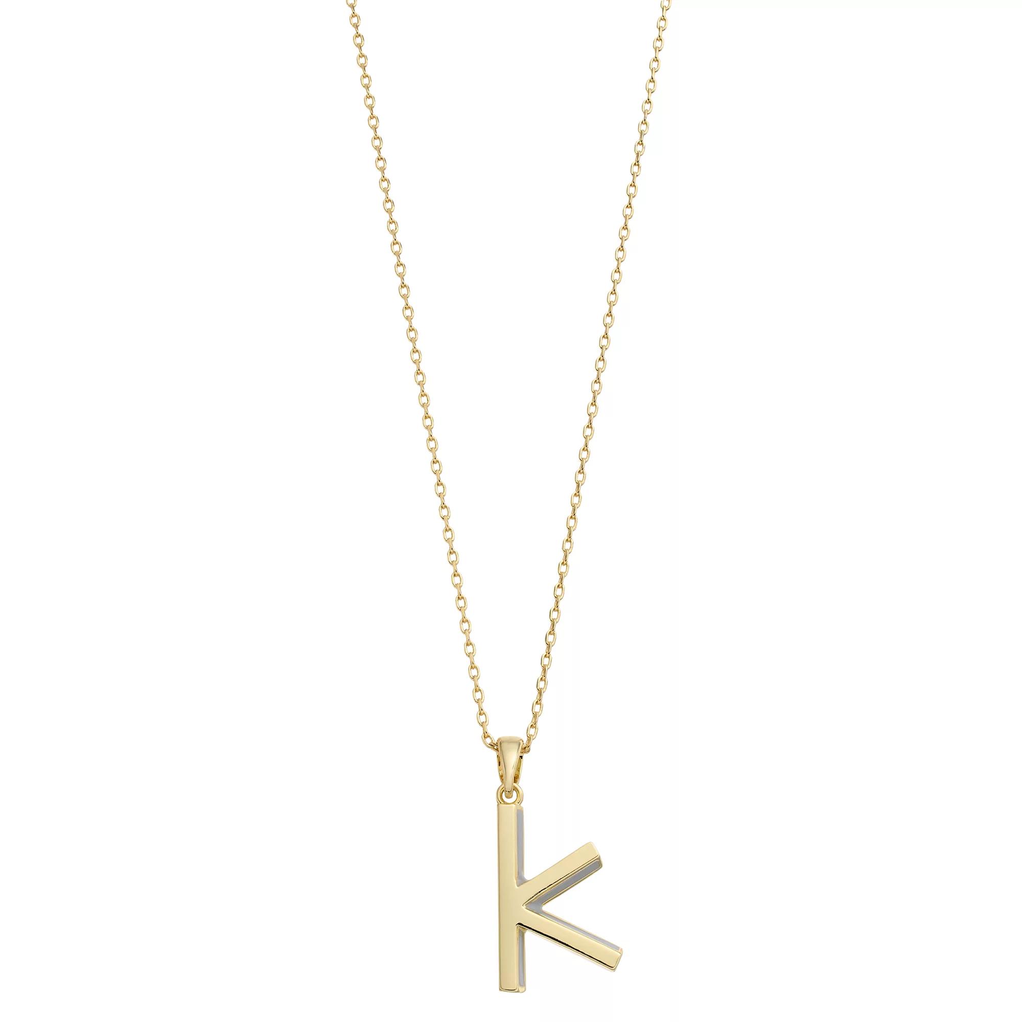 City Luxe Gold Tone Initial Charm Pendant Necklace, Womens Gold Tone K Product Image