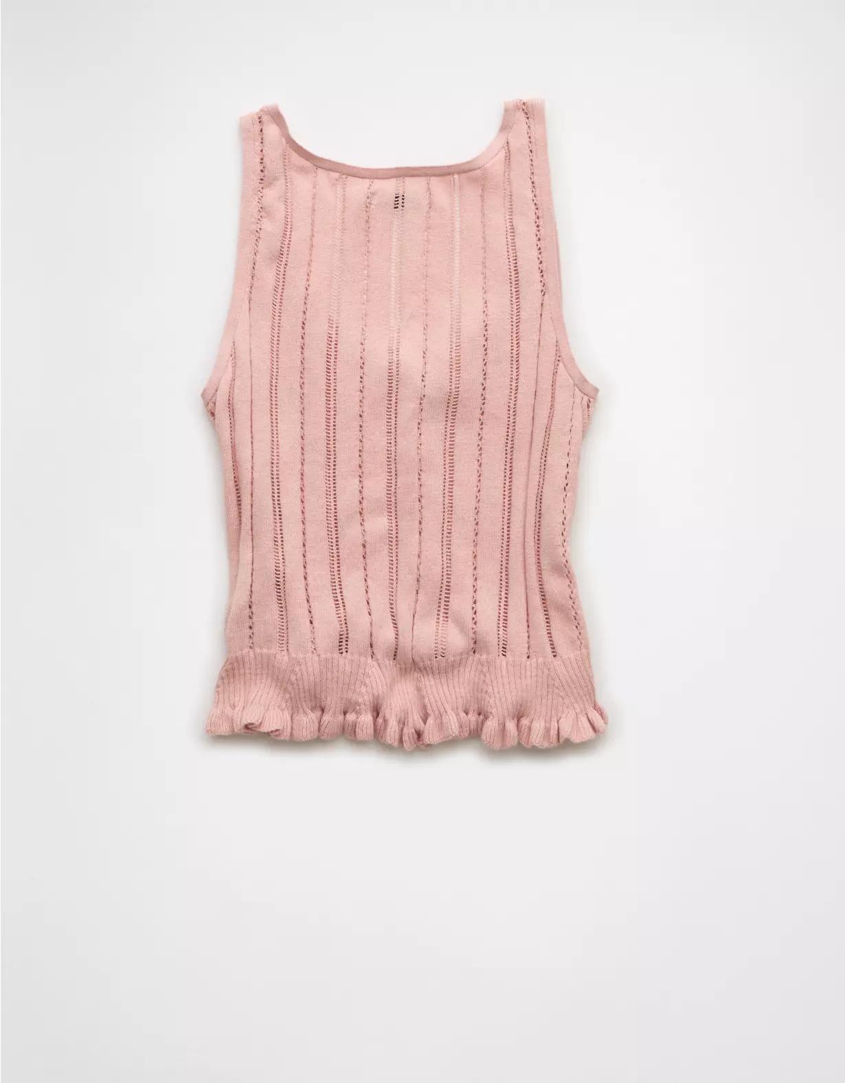 AE Pointelle Peplum Sweater Tank Top Product Image
