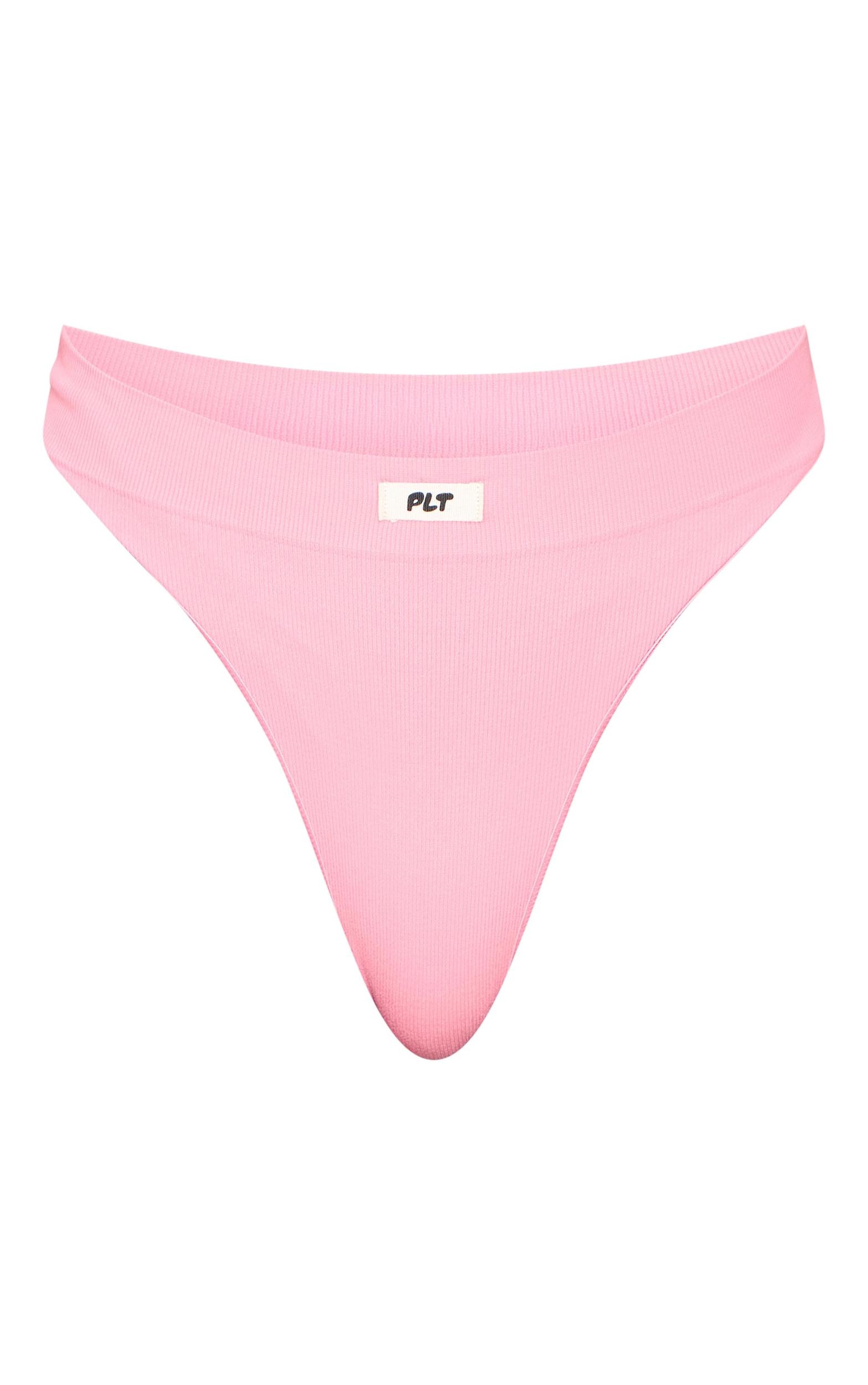PRETTYLITTLETHING Pink Badge Seamless Thong Product Image