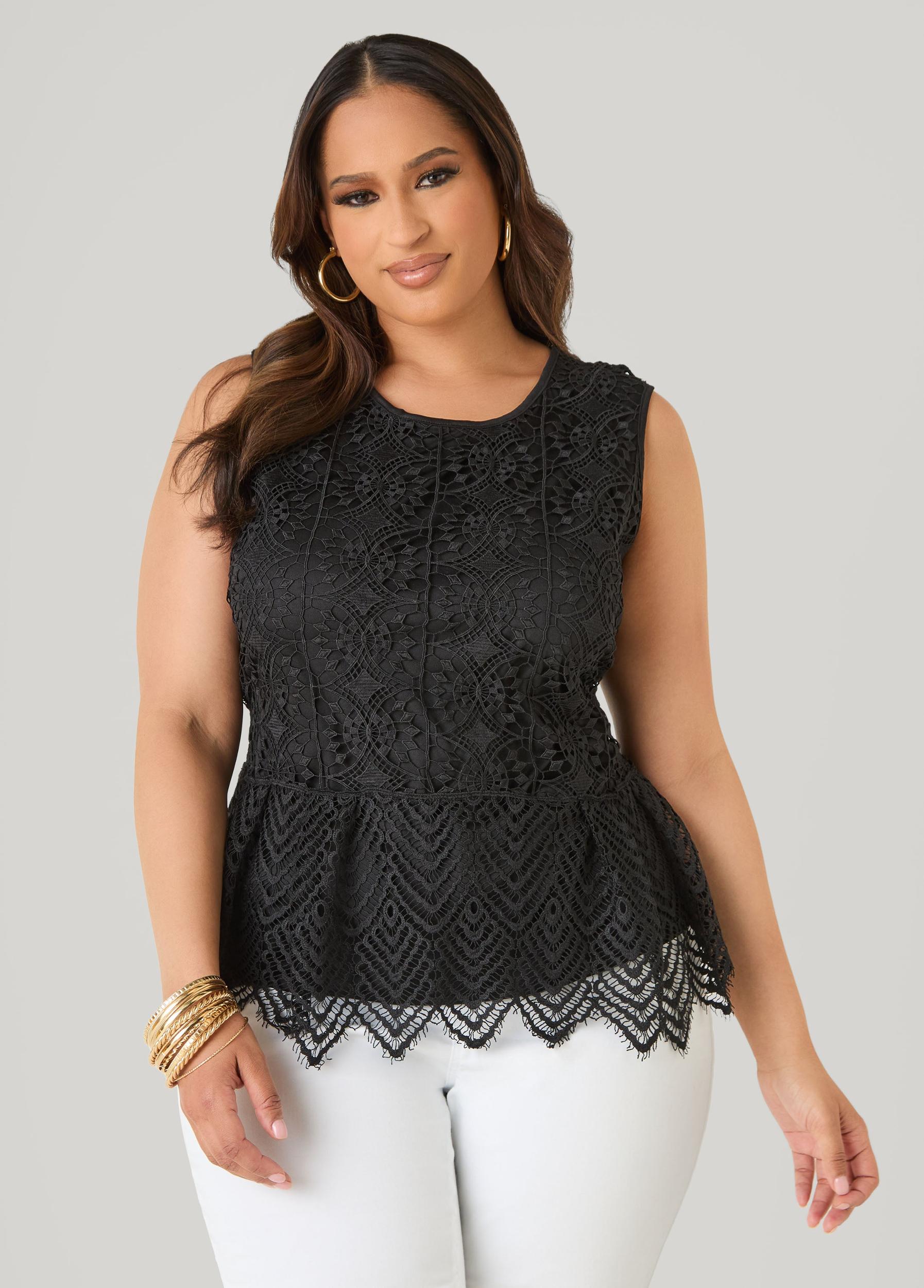 Guipure Lace Peplum Top Product Image
