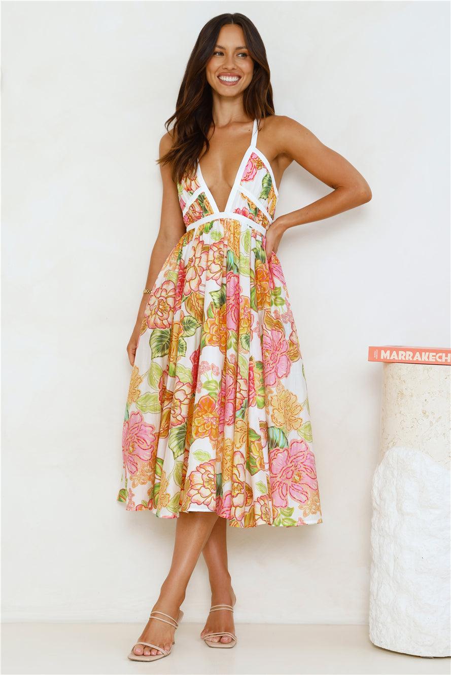 Blooming In The City Midi Dress Orange Product Image