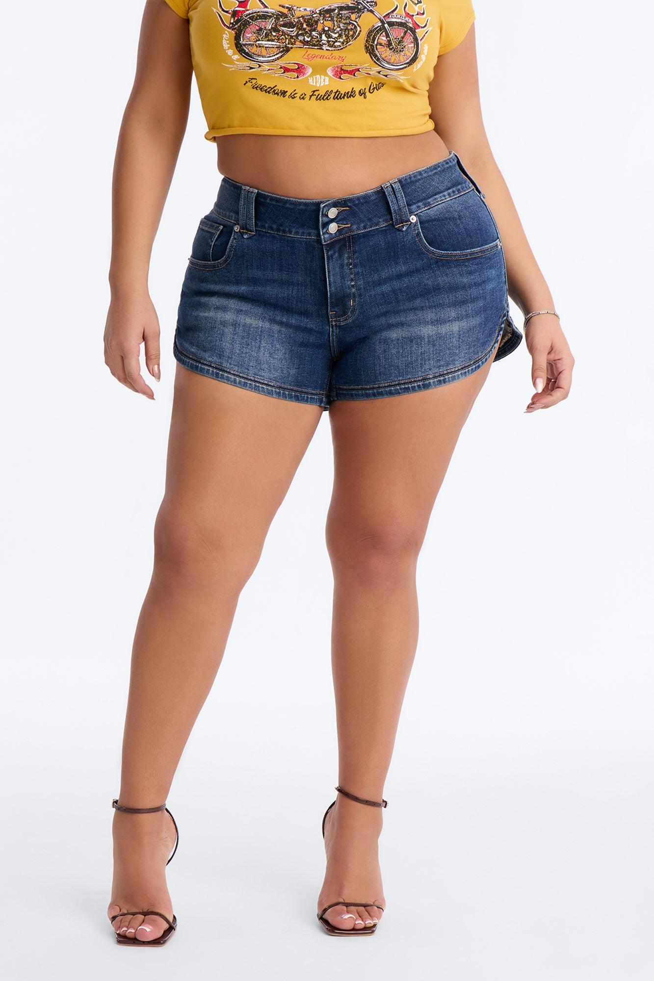 Key Largo Stretch Low Rise Denim Shorts - Dark Wash Female Product Image