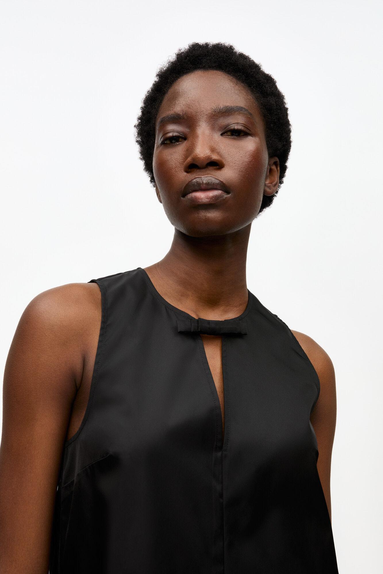 Black Duchesse Nylon Mini Dress Product Image