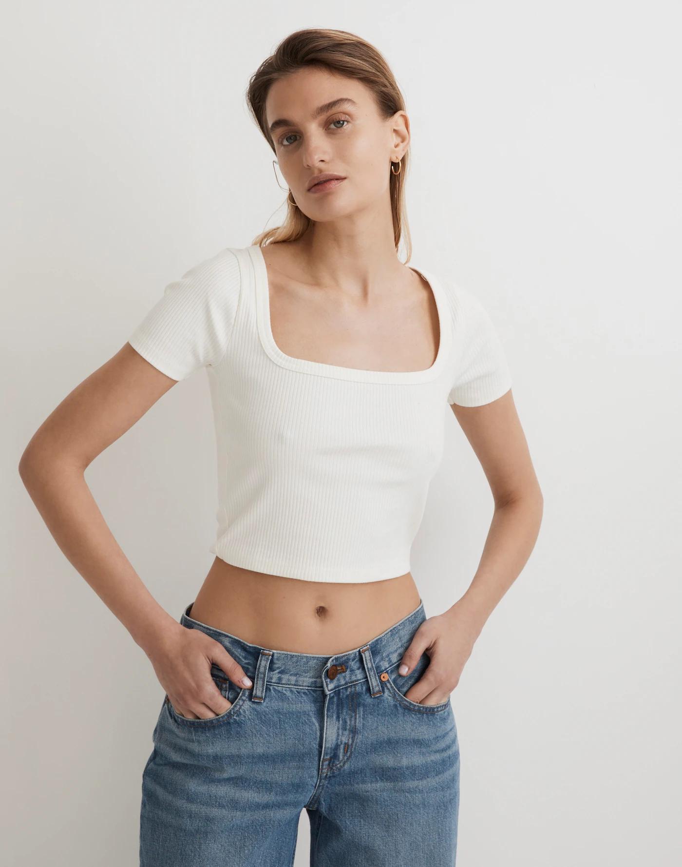 Square-Neck Crop Tee in Sleekhold Product Image