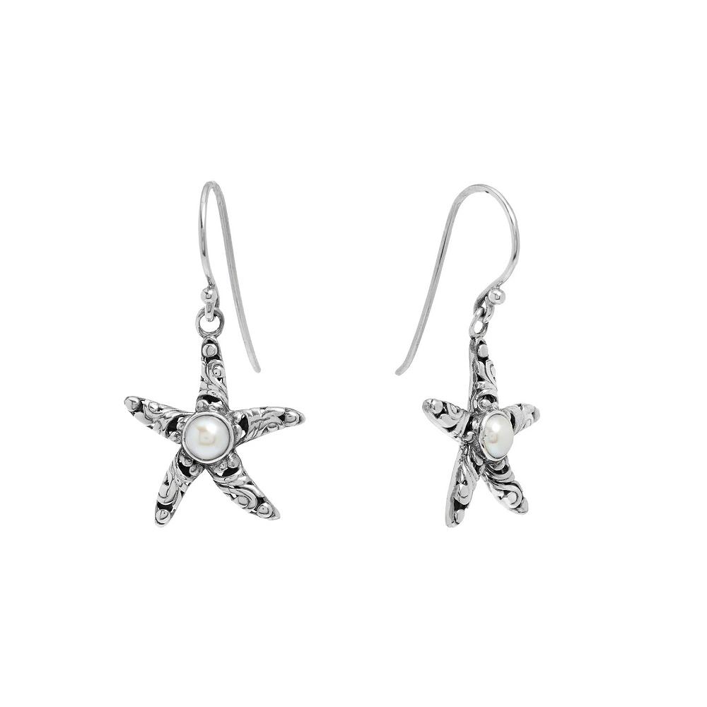 Athra NJ Inc Sterling Silver Freshwater Cultured Pearl Starfish Drop Earrings, Women's Product Image