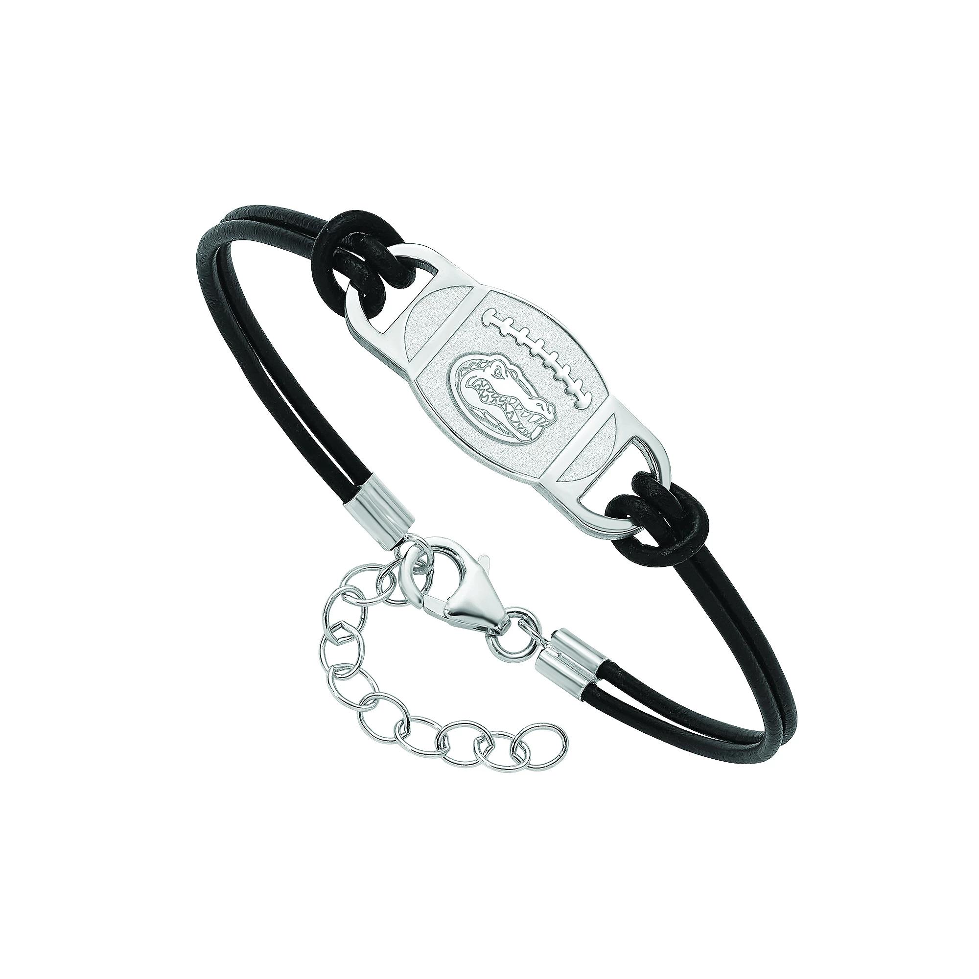 LogoArt Sterling Silver Florida Black Leather Bracelet, Women's,  Product Image