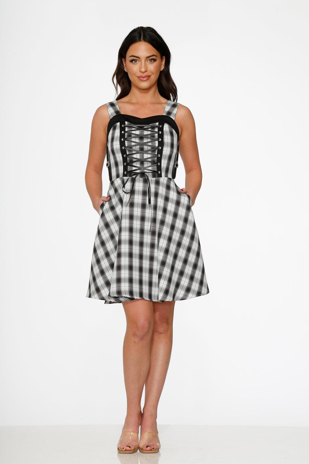 Black & White Plaid Swing Dress Product Image