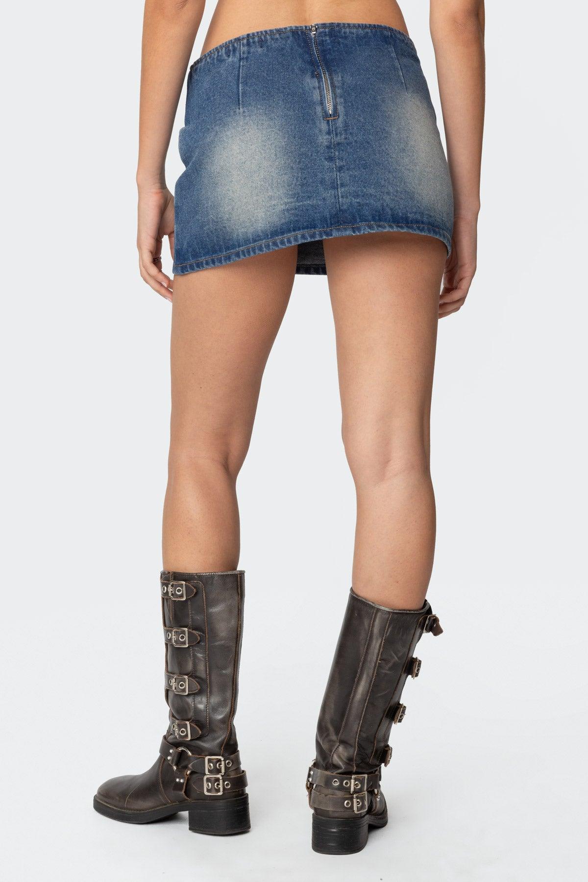 Tania Lace Up Denim Mini Skirt Product Image