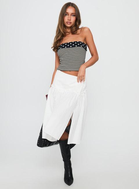 Jonsie Tiered Frill Midi Skirt White Product Image