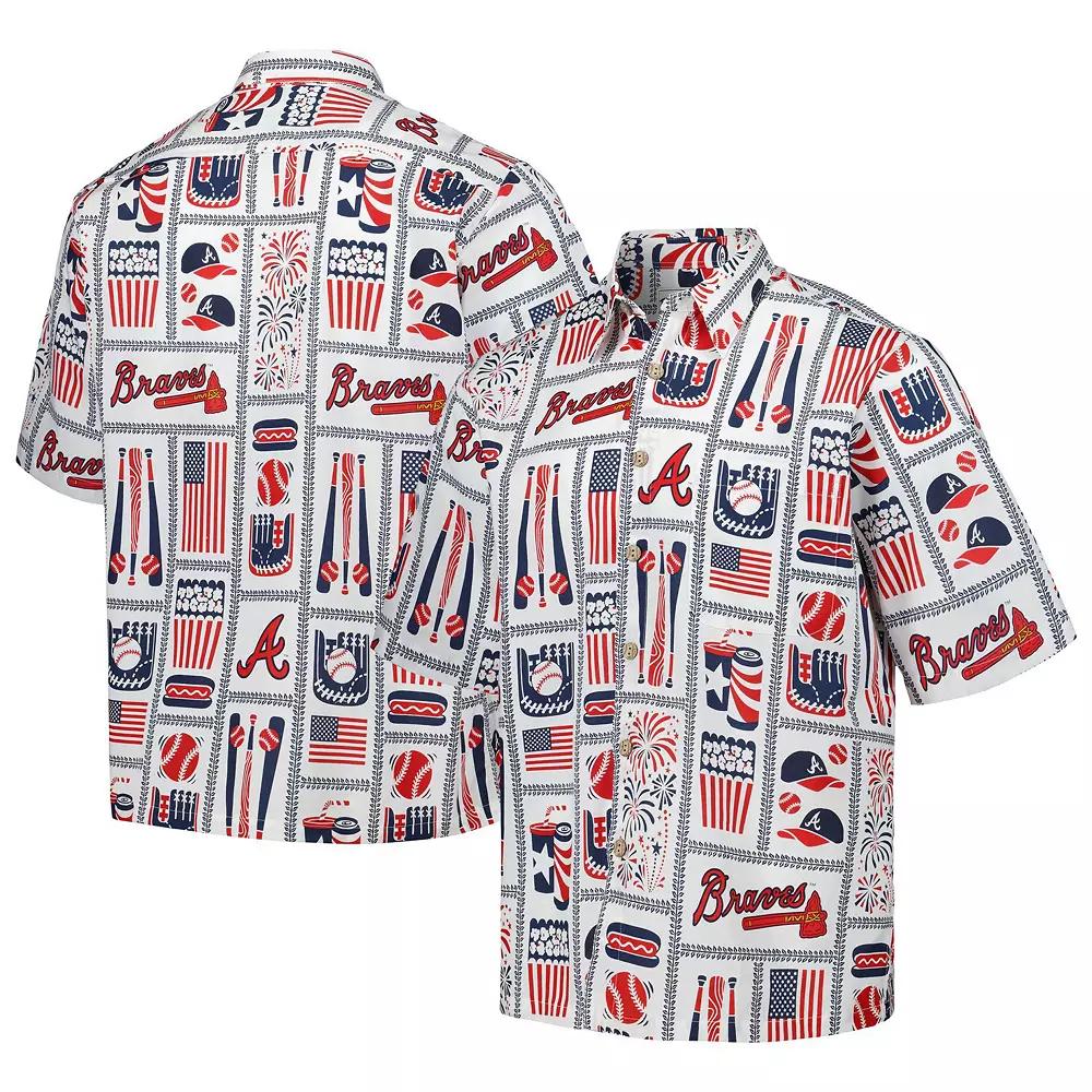 Men's Reyn Spooner White Atlanta Braves Americana Button-Up Shirt,  Product Image