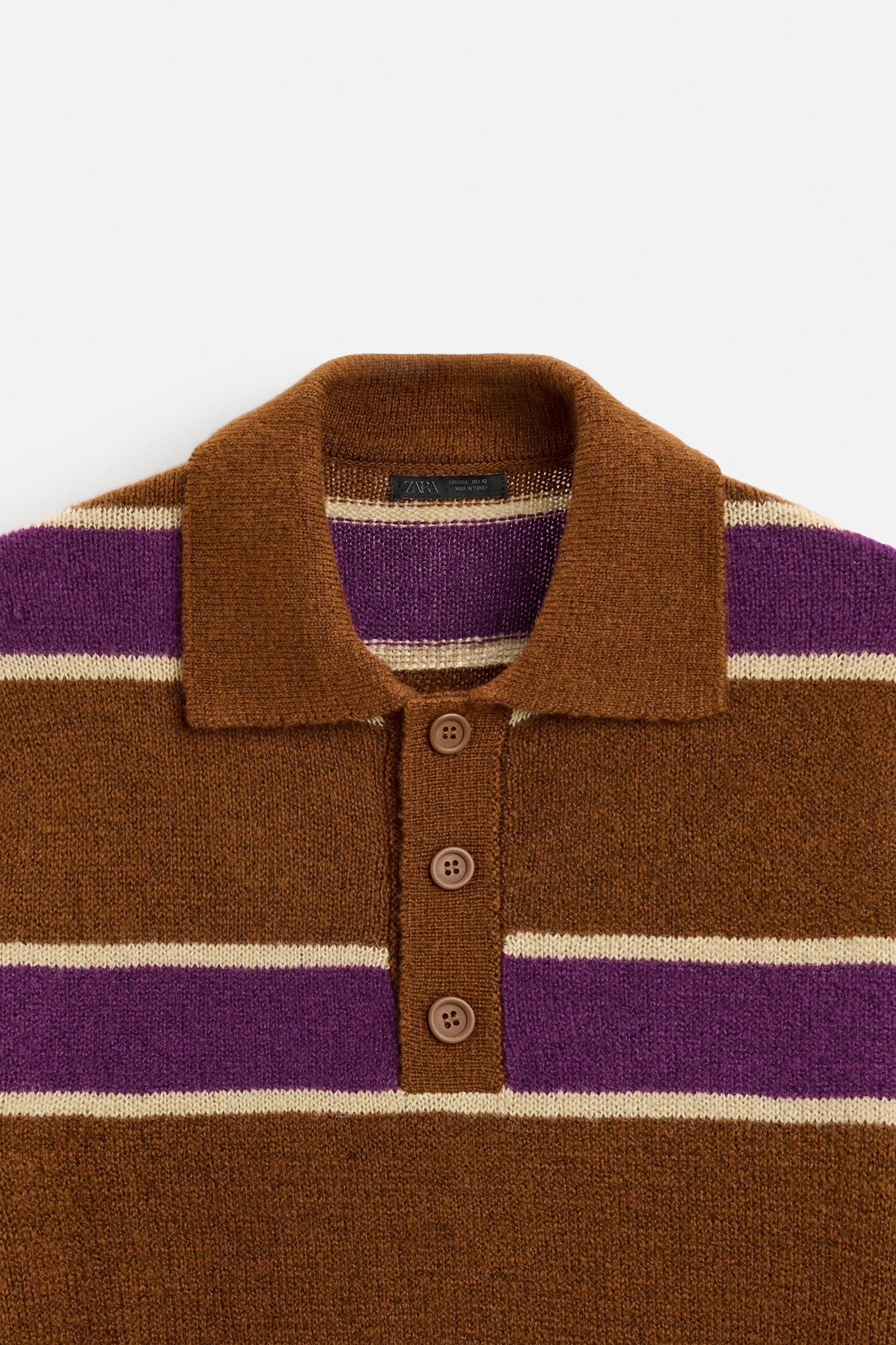 STRIPED KNIT POLO Product Image