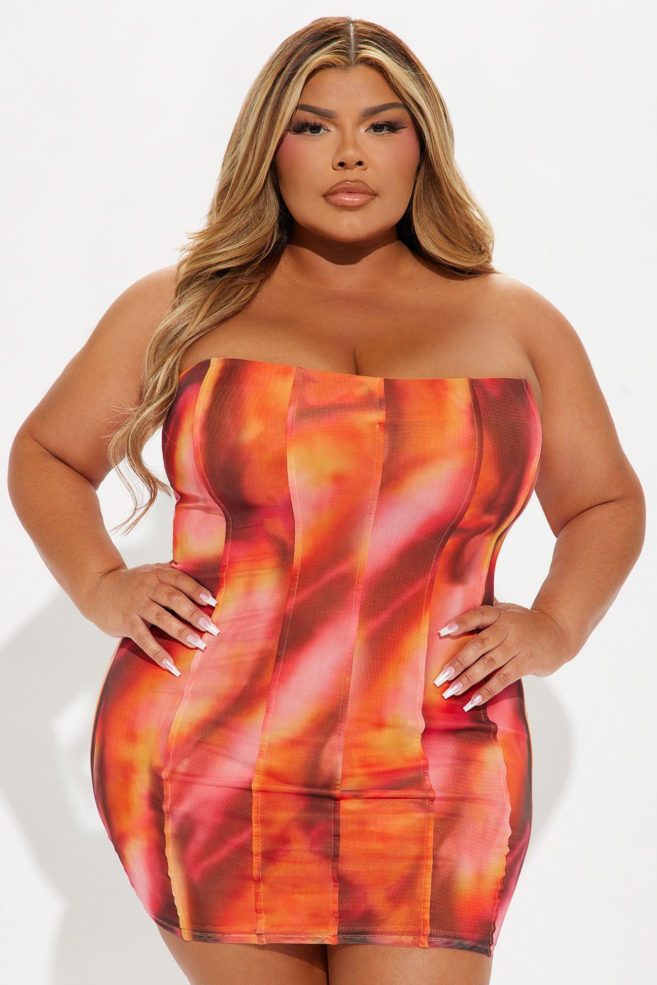 Janell Mesh Mini Dress - Orange/combo Product Image
