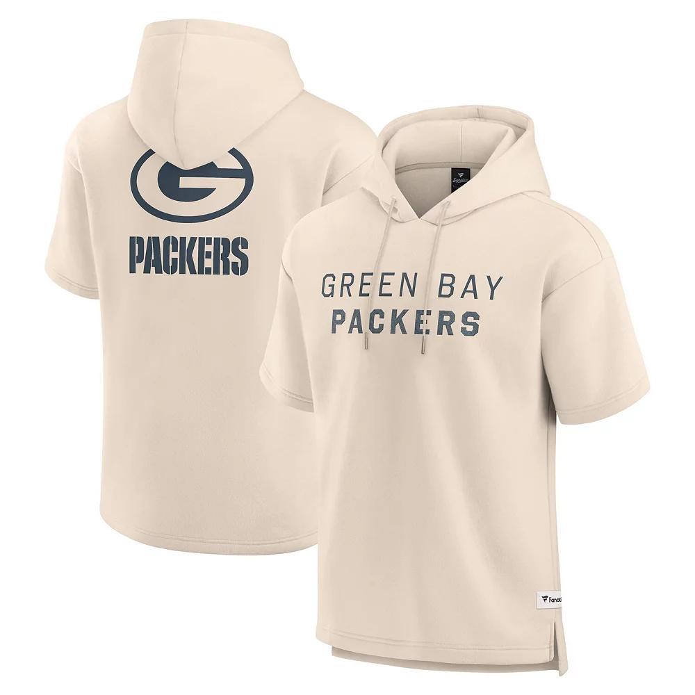 Men's Fanatics Cream Green Bay Packers Elements Future Ground Lettering Short Sleeve Pullover Hoodie, Size: XL, Beige Product Image