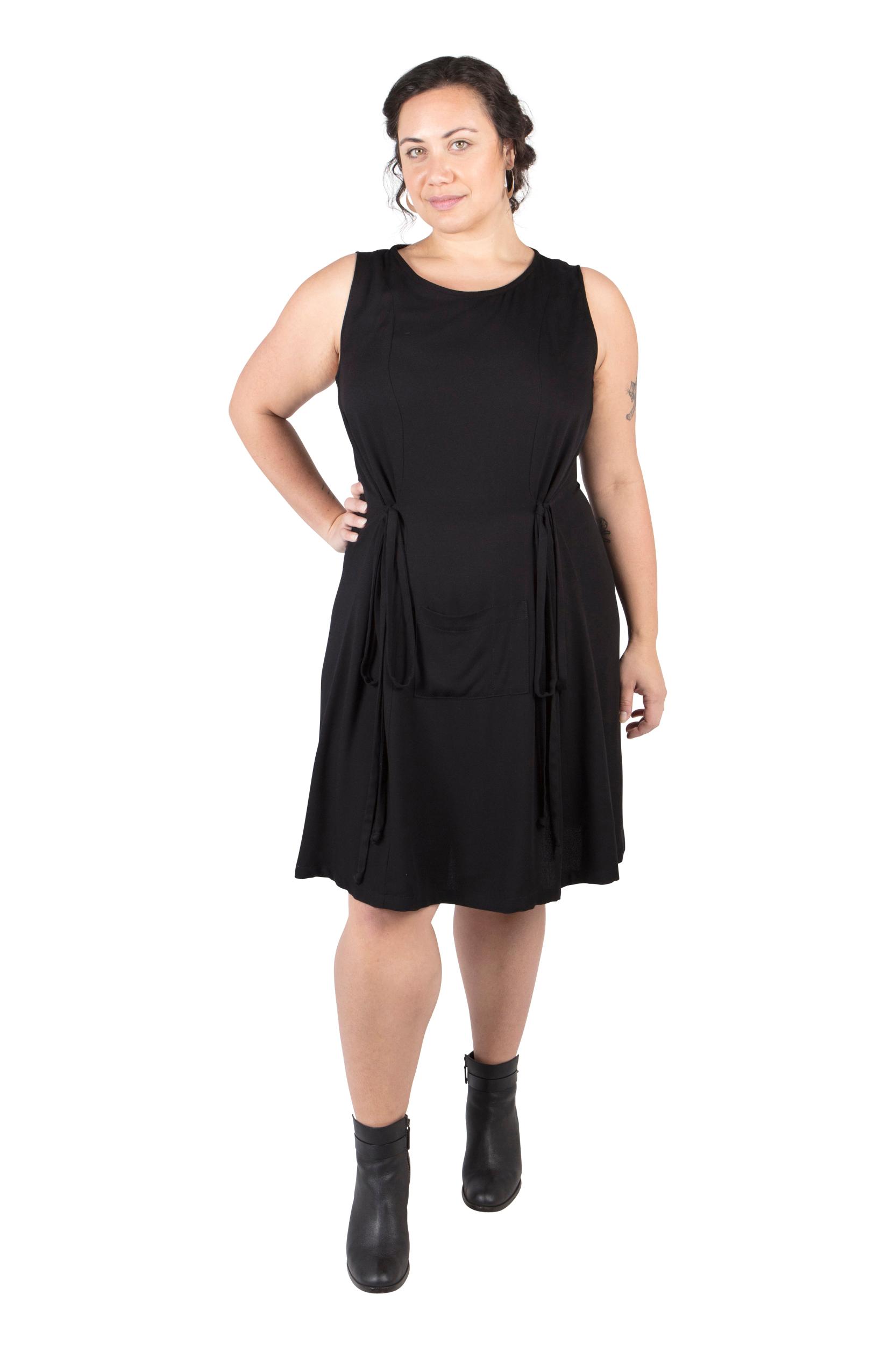 Tia Dress in Black Linen Product Image