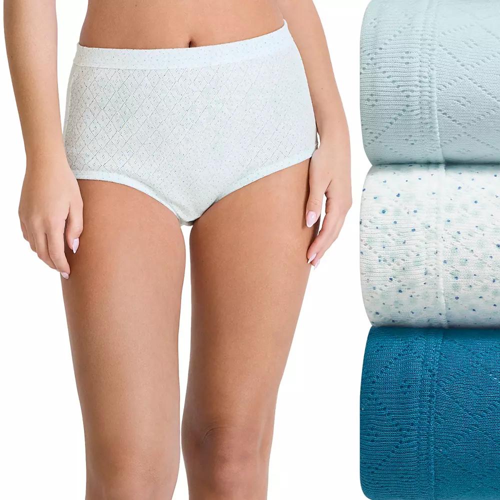 Women's Jockey® Elance Breathe 3-pack Pointelle Briefs Panty Set 1542, Size: 9, Melody Dot Blue Product Image