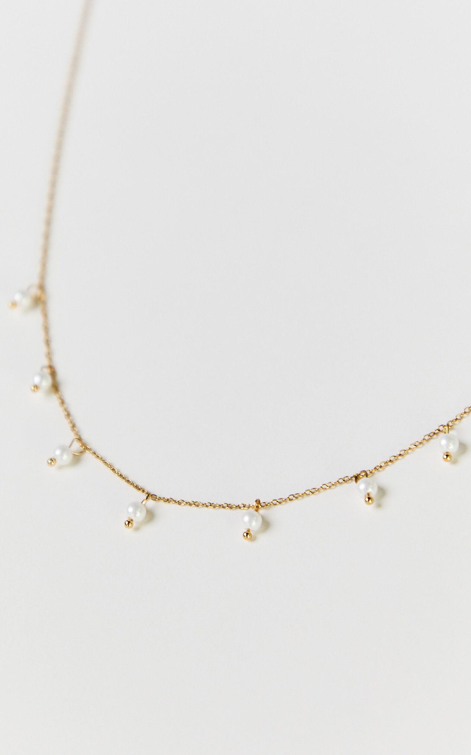 Portia Necklace - Multi Pearl Pendant Necklace in Gold Product Image