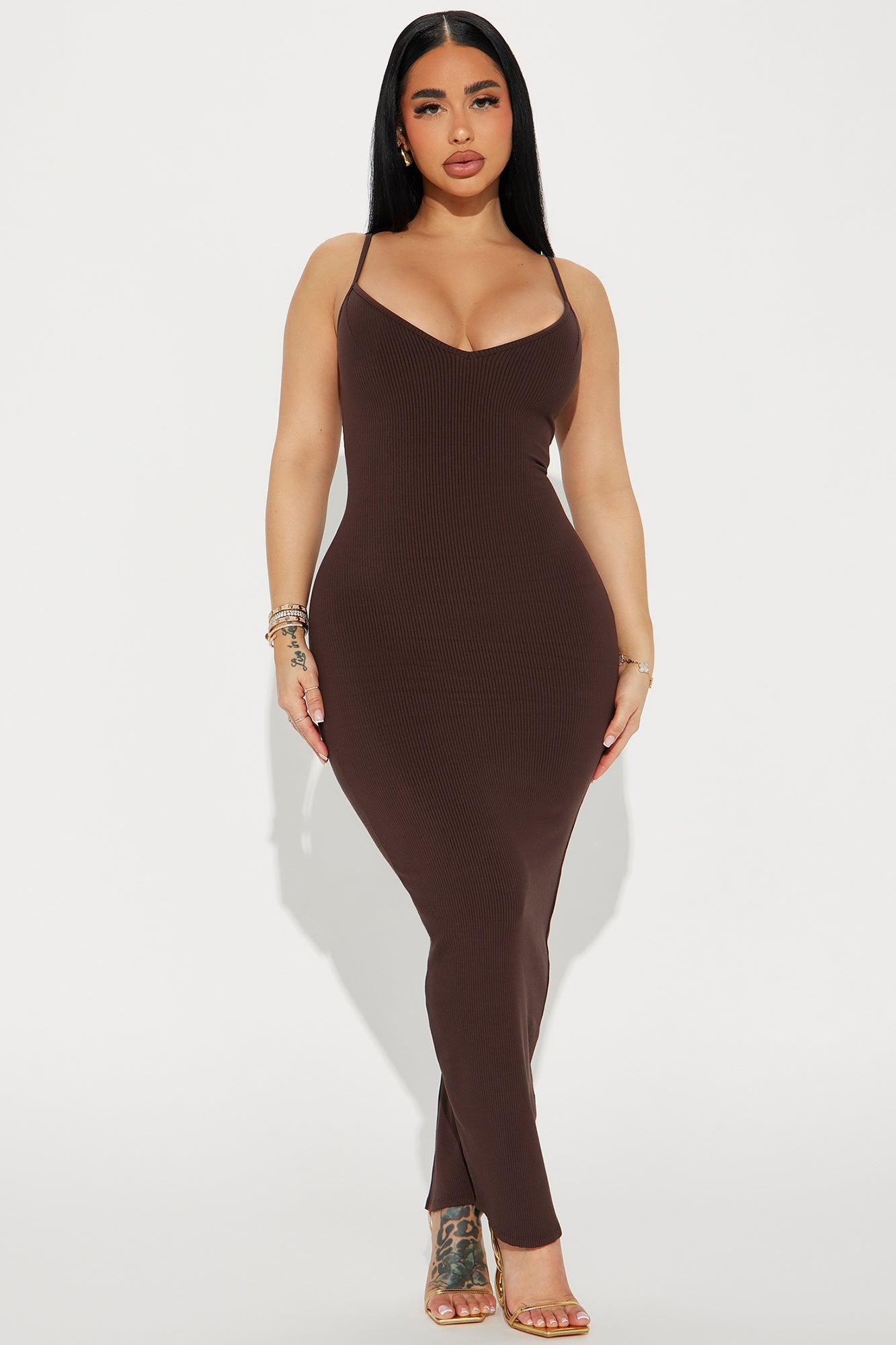 Mandy Snatched Maxi Dress - Chocolate Product Image