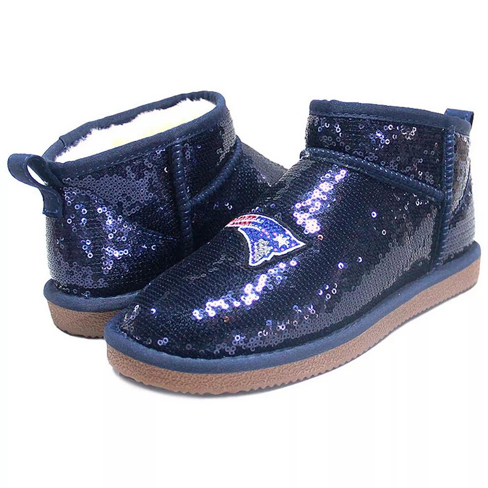 Women's Cuce Navy New England Patriots Sequin Ankle Boots,  Product Image