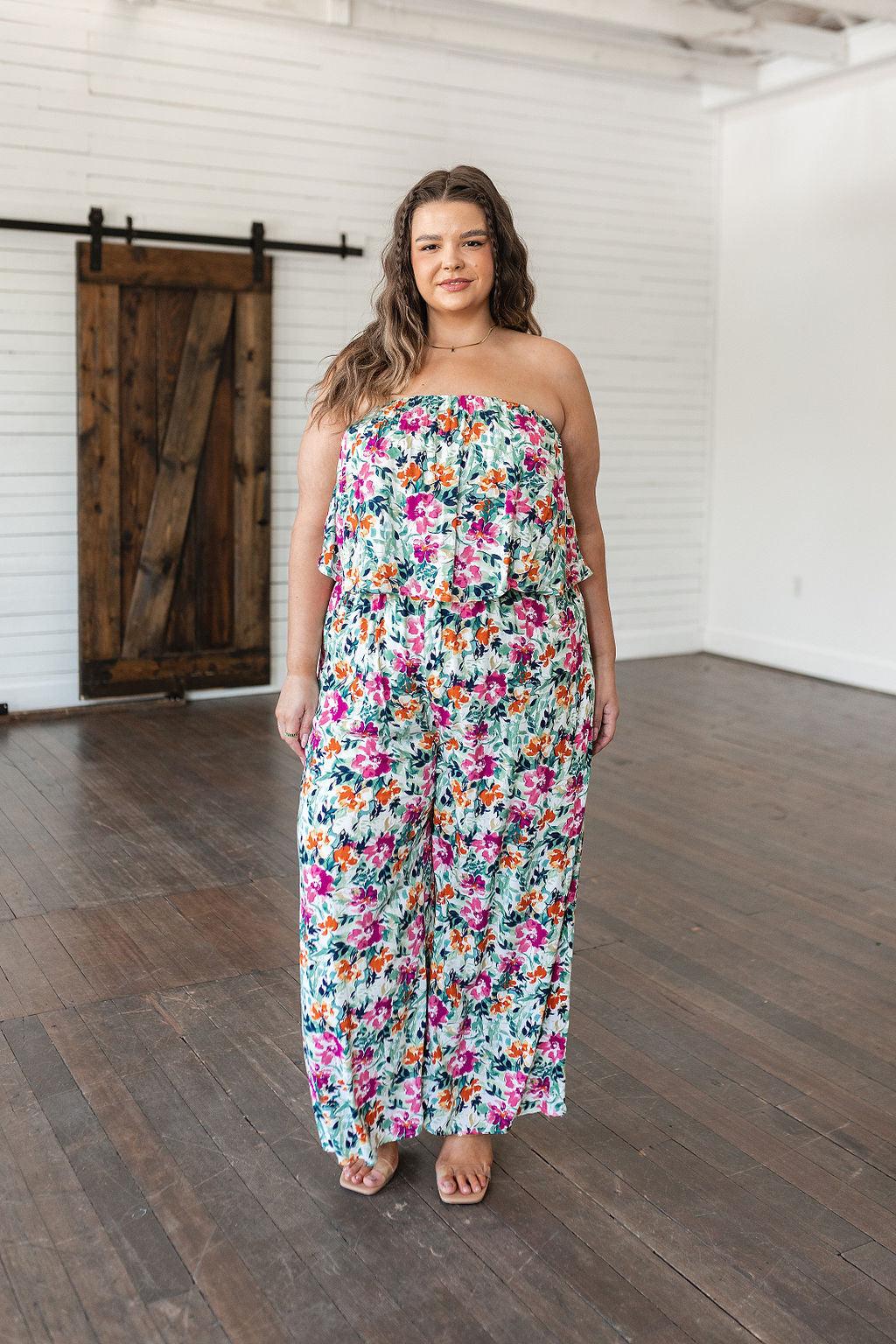 Life of the Party Floral Jumpsuit in Green Product Image