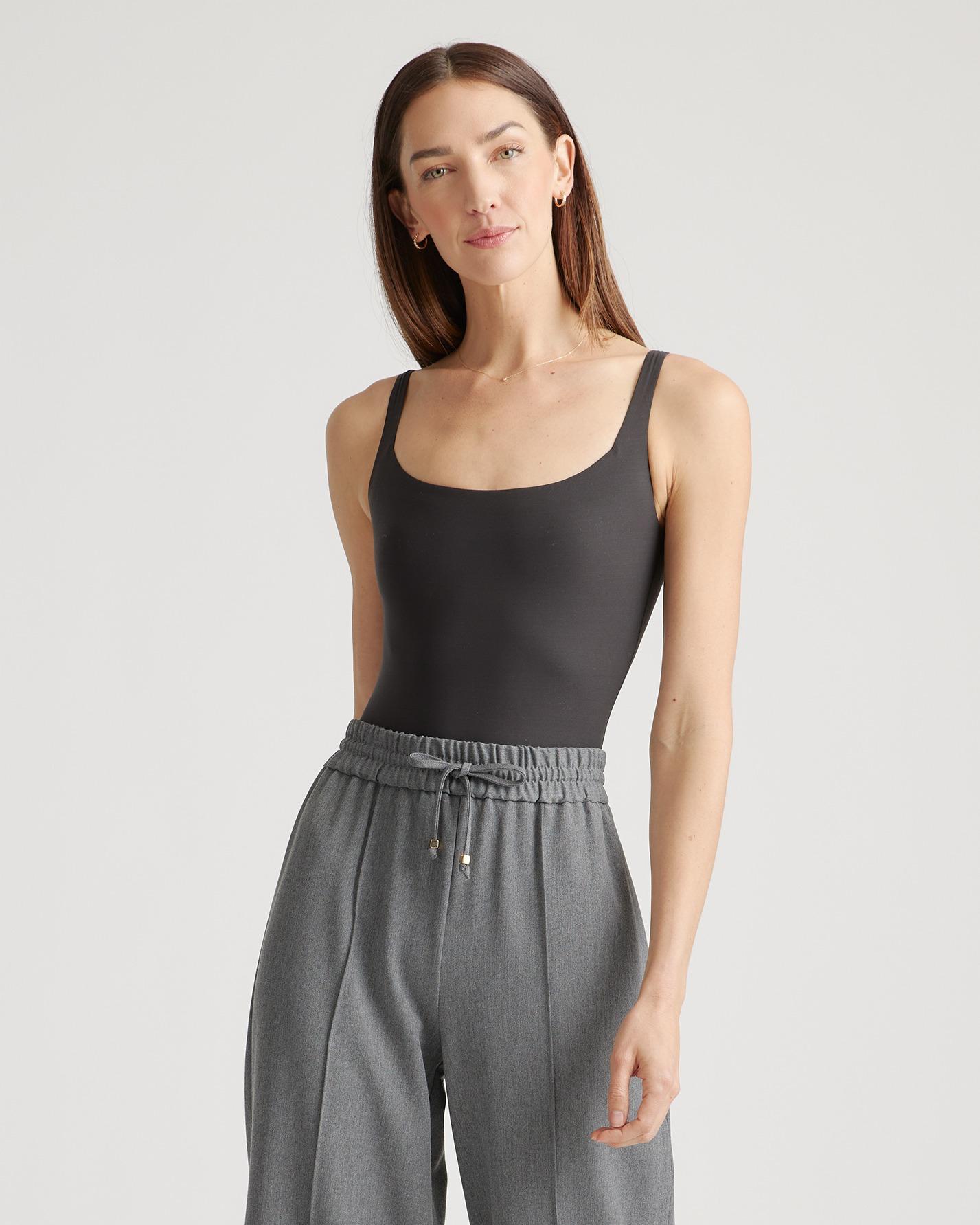 Quince | Women's Second Skin Square Neck Tank Top Bodysuit Nylon/Spandex Product Image