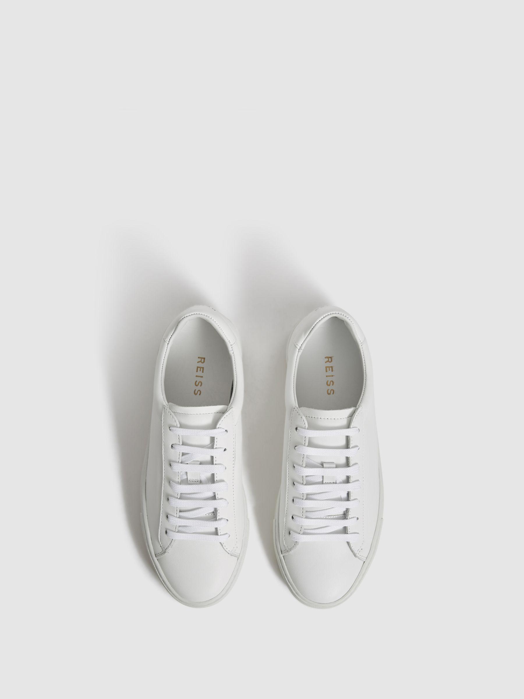 Lace Up Leather Trainers in White Product Image