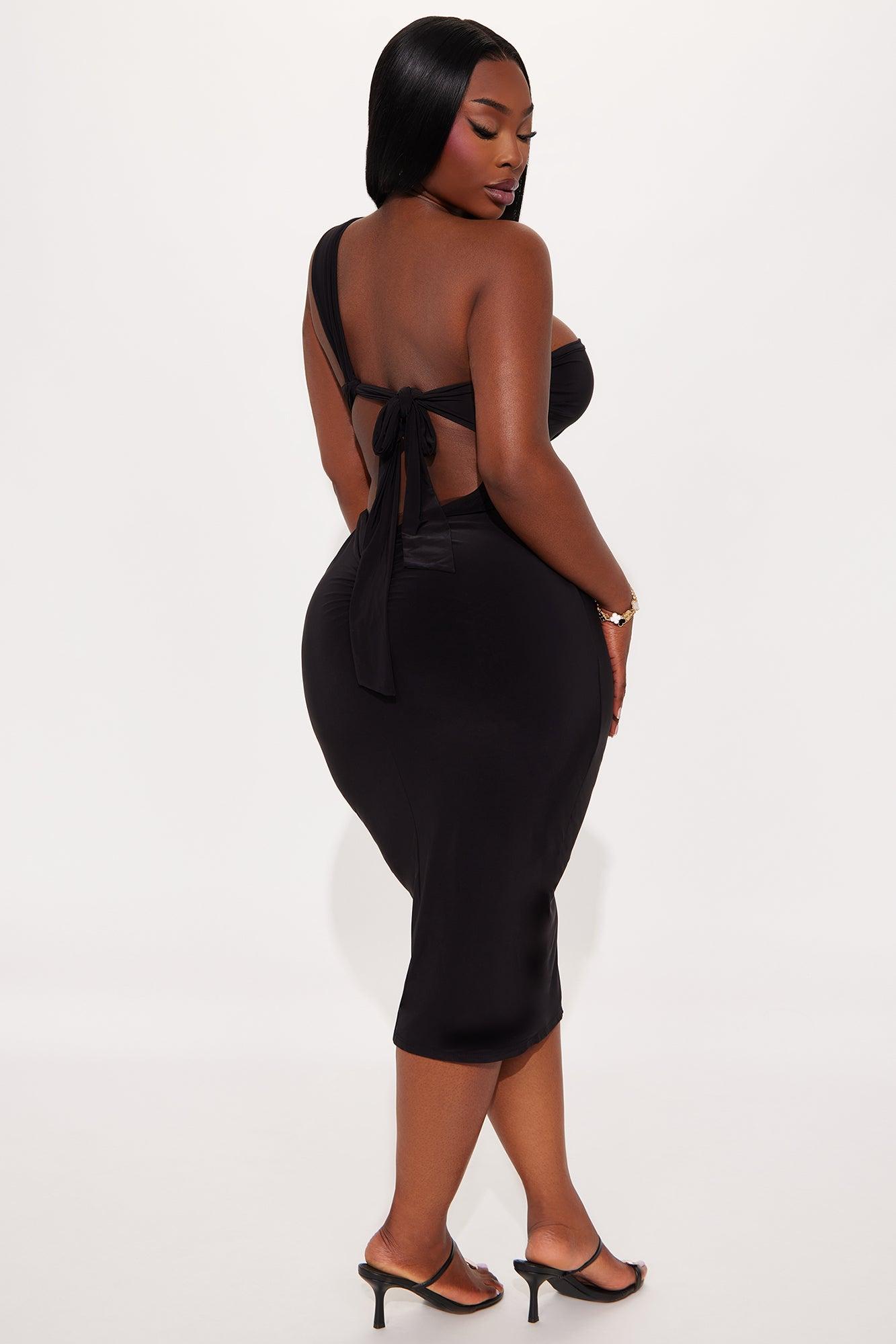 Olivia One Shoulder Sleeveless Midi Dress - Black Female Product Image